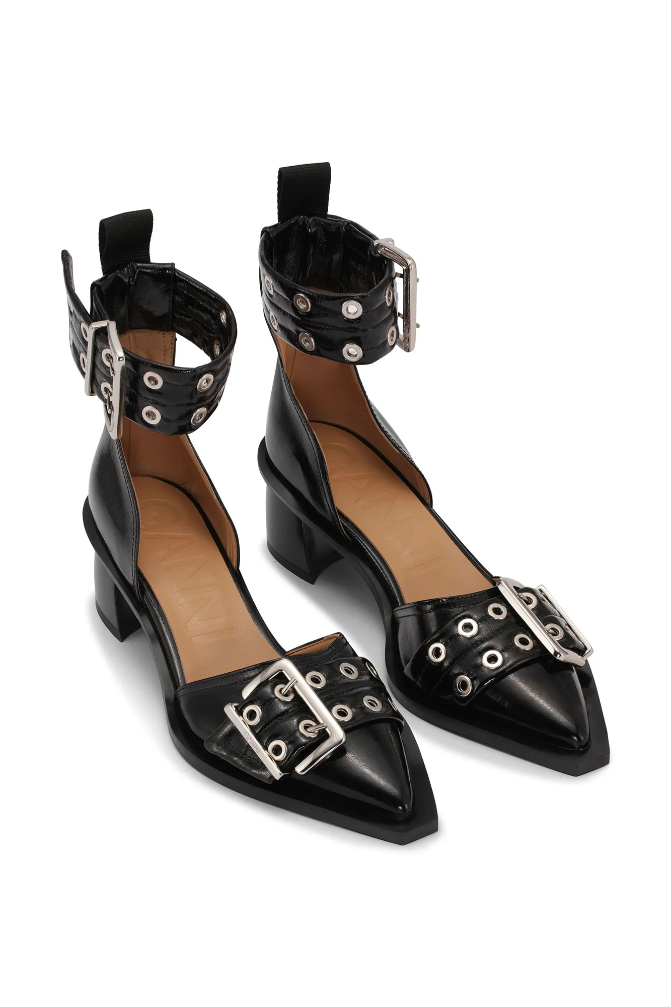 Feminine Buckle Open Cut Pumps - I | Black - Image 7