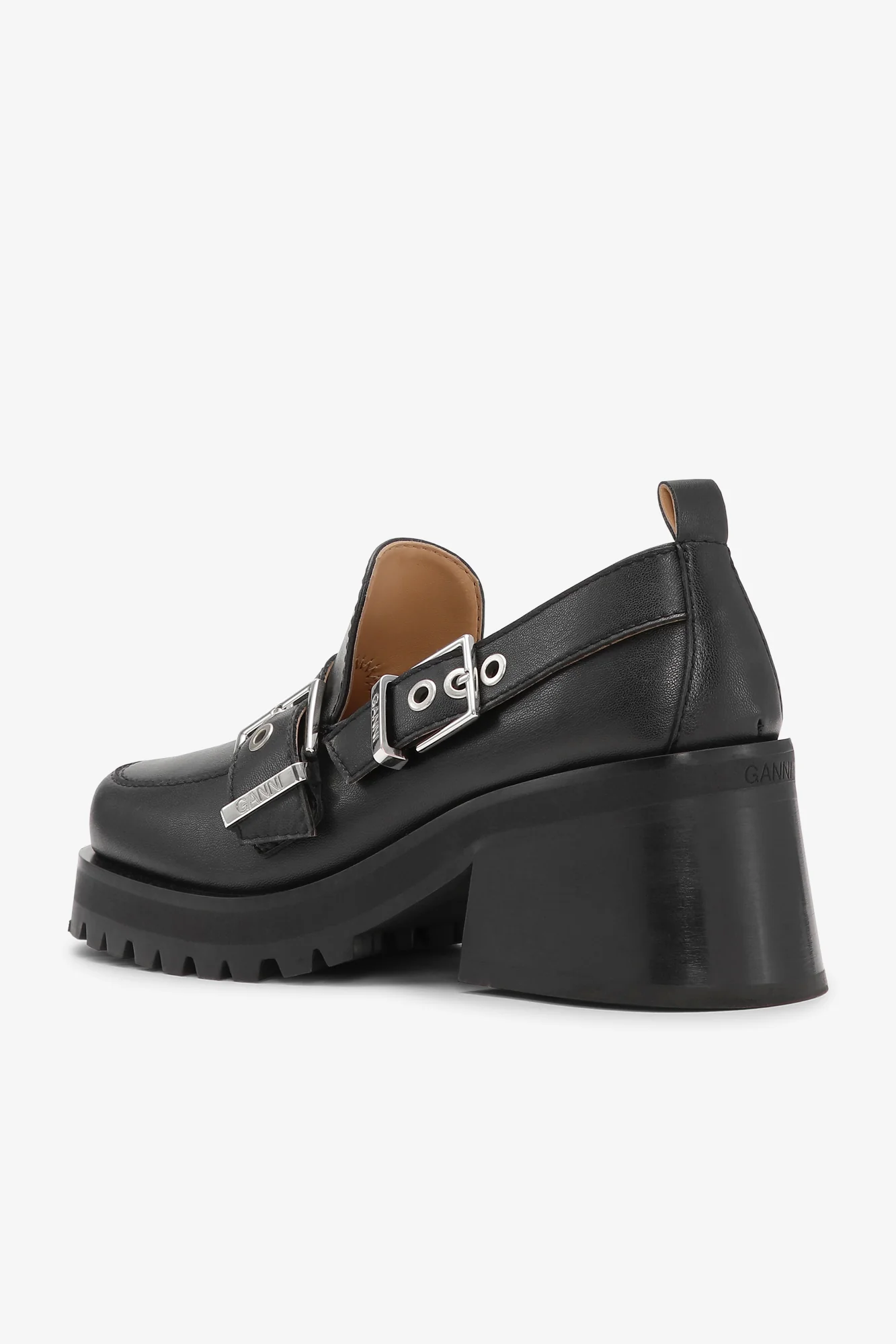 Feminine Buckle Platform Loafers | Black - Image 3