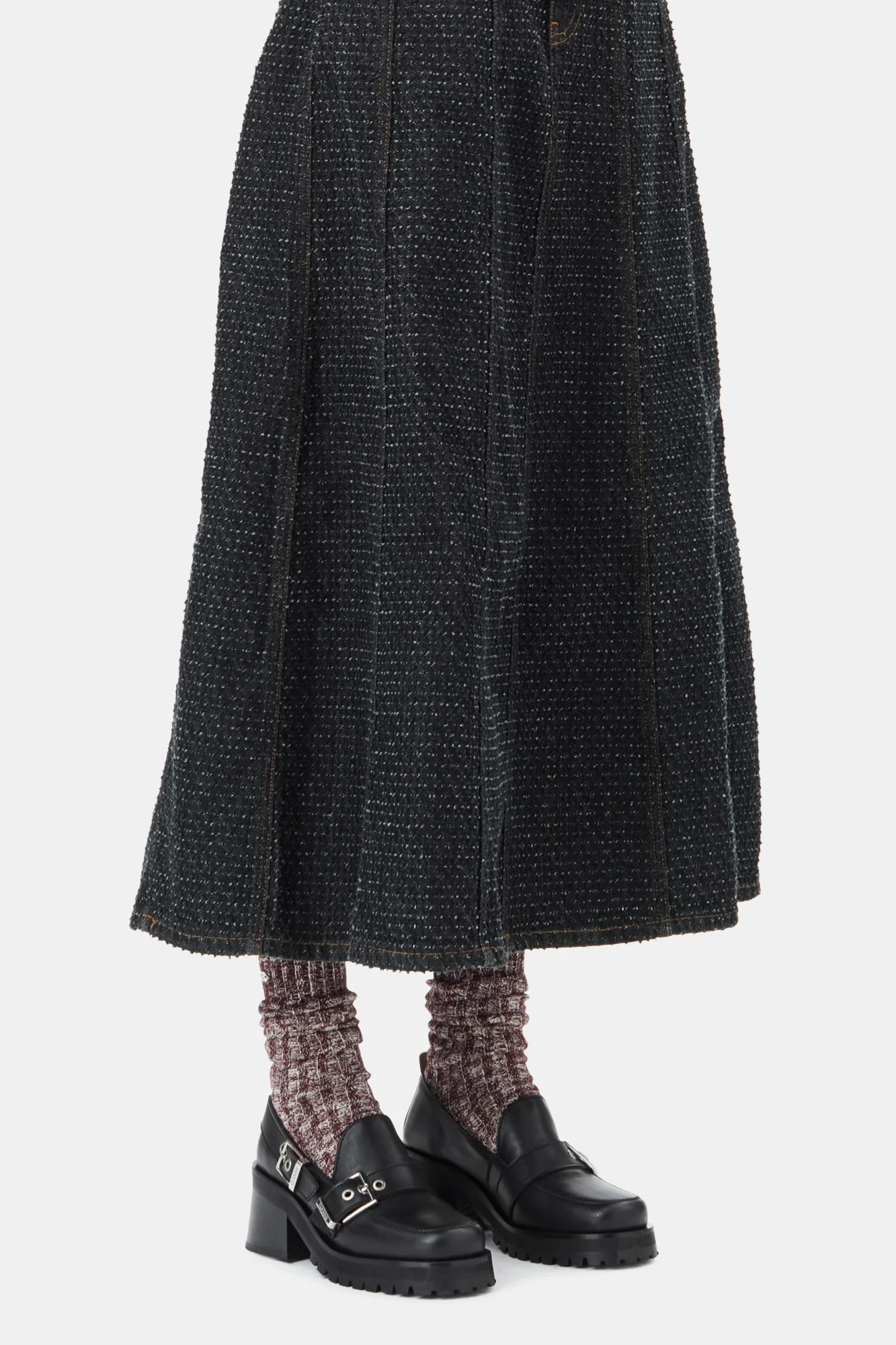 Feminine Buckle Platform Loafers | Black - Image 4