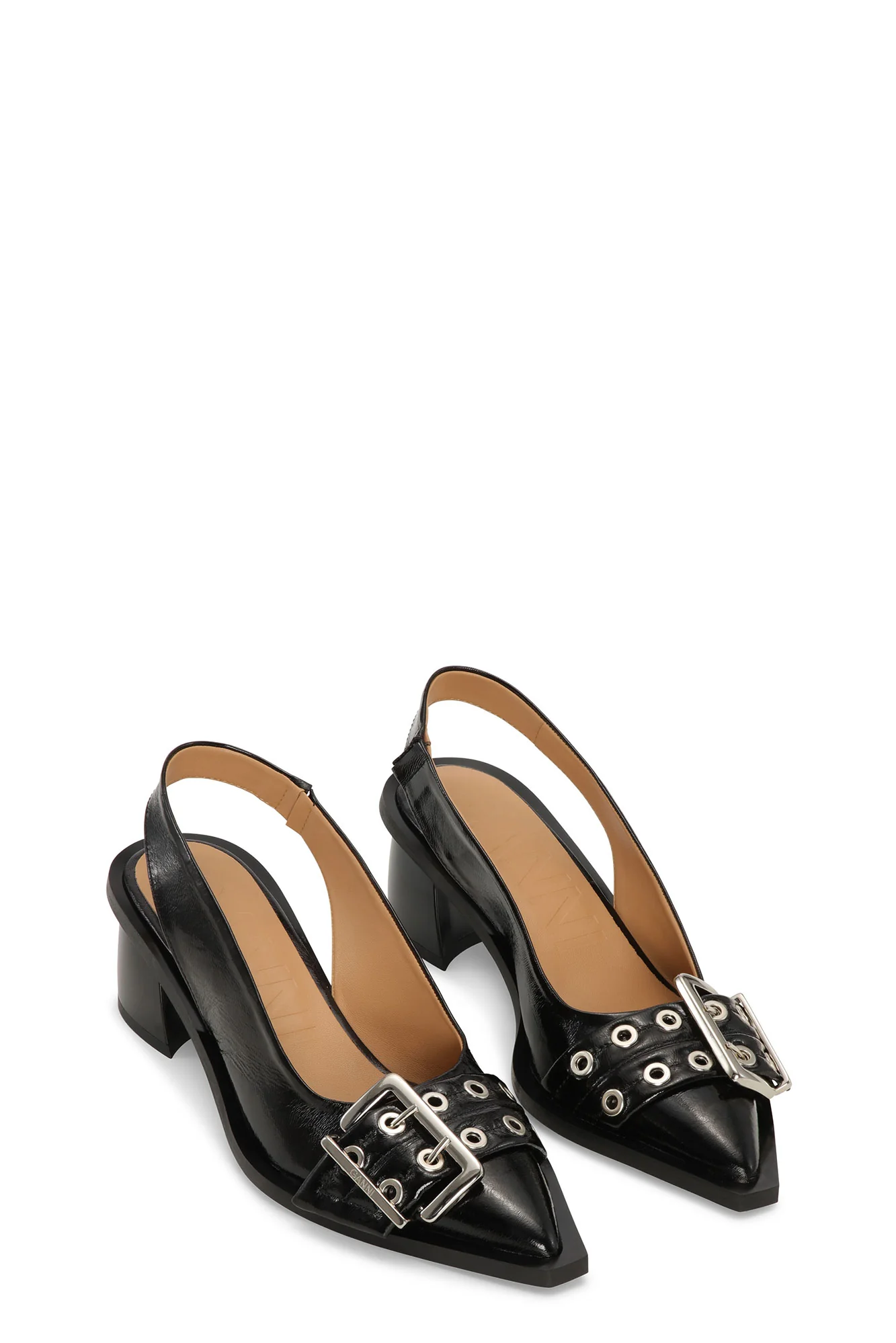 Feminine Buckle Slingback Pumps | Black - Image 3
