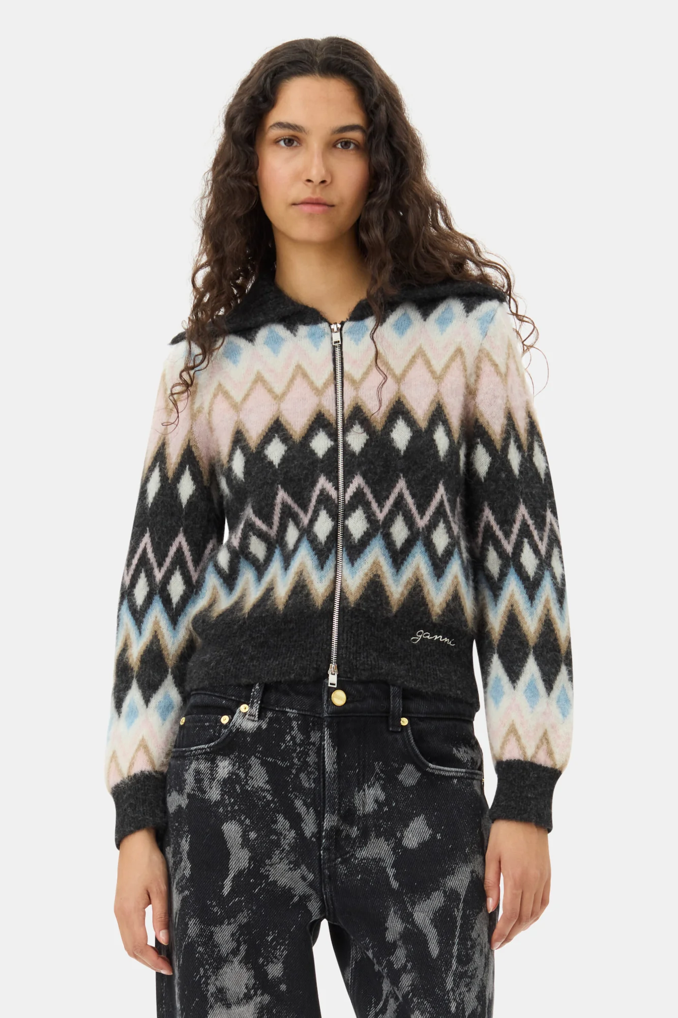 Fine Brushed Alpaca Cardigan | Black - Image 3