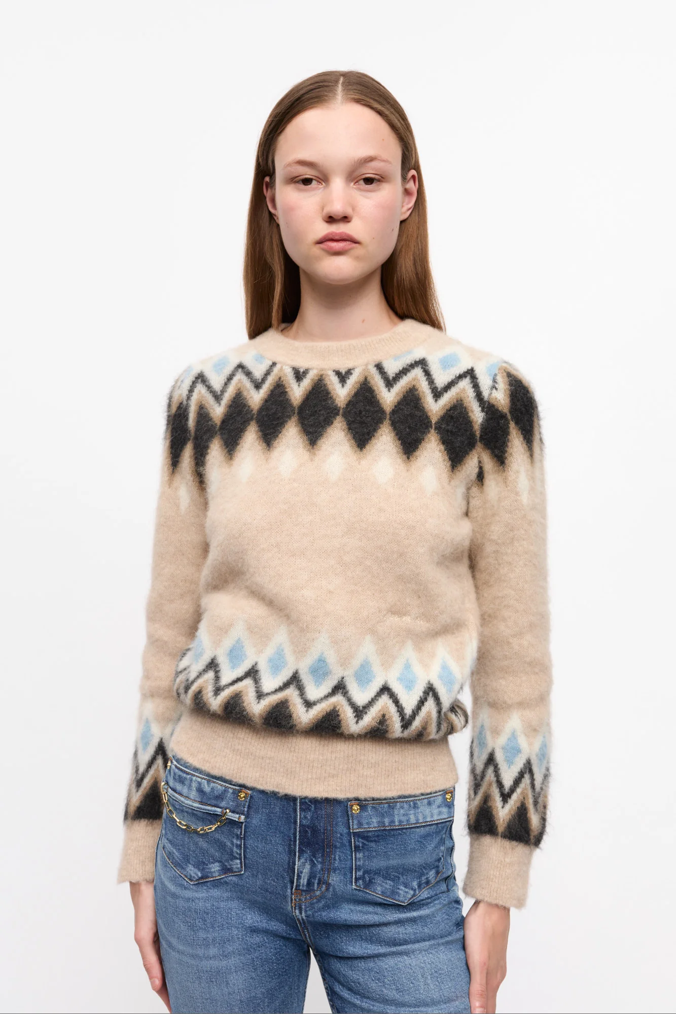 Fine Brushed Alpaca O-neck | Latte - Image 3