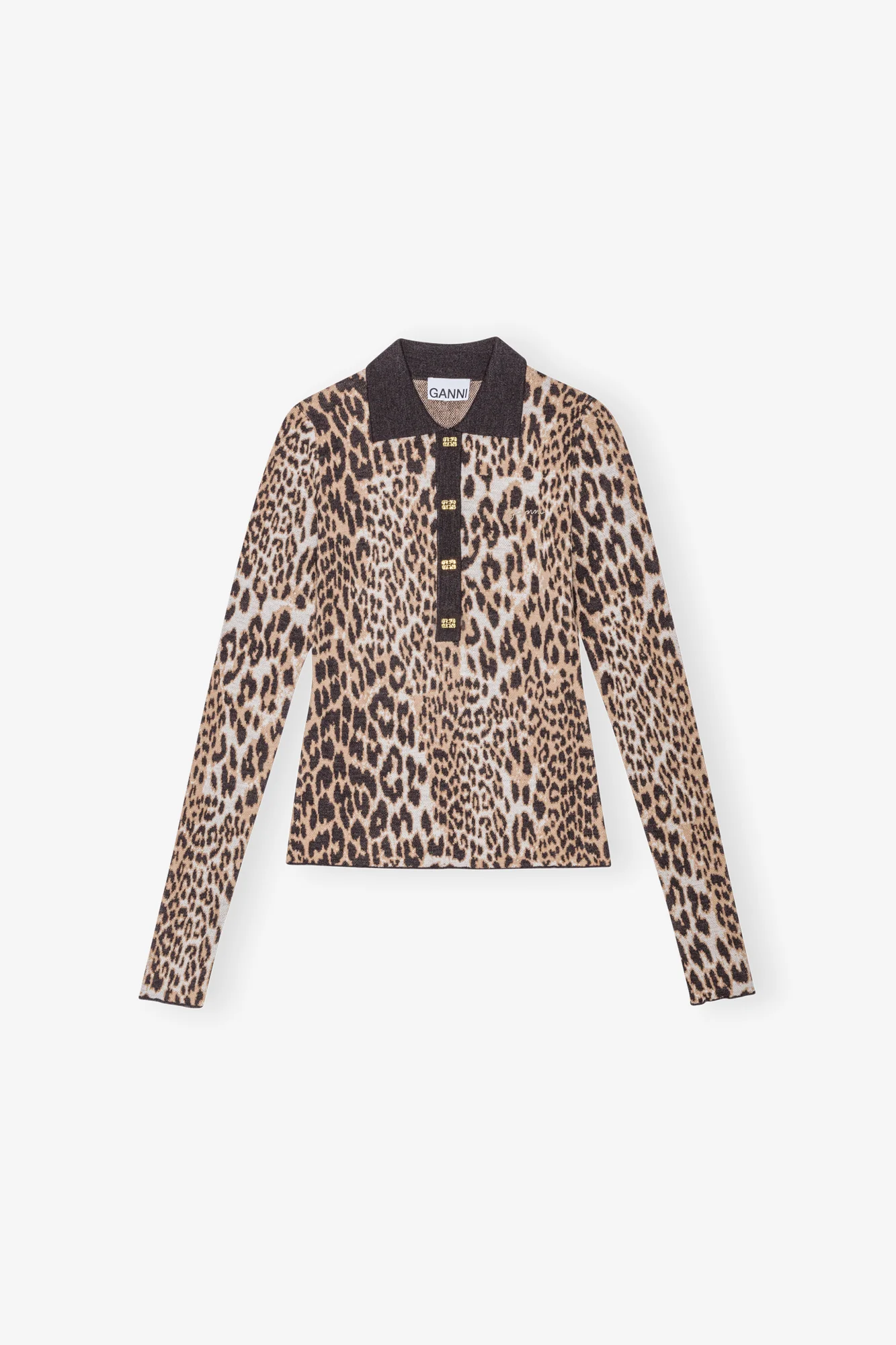 Fine Merino Jacquard Leopard Polo | Leopard
