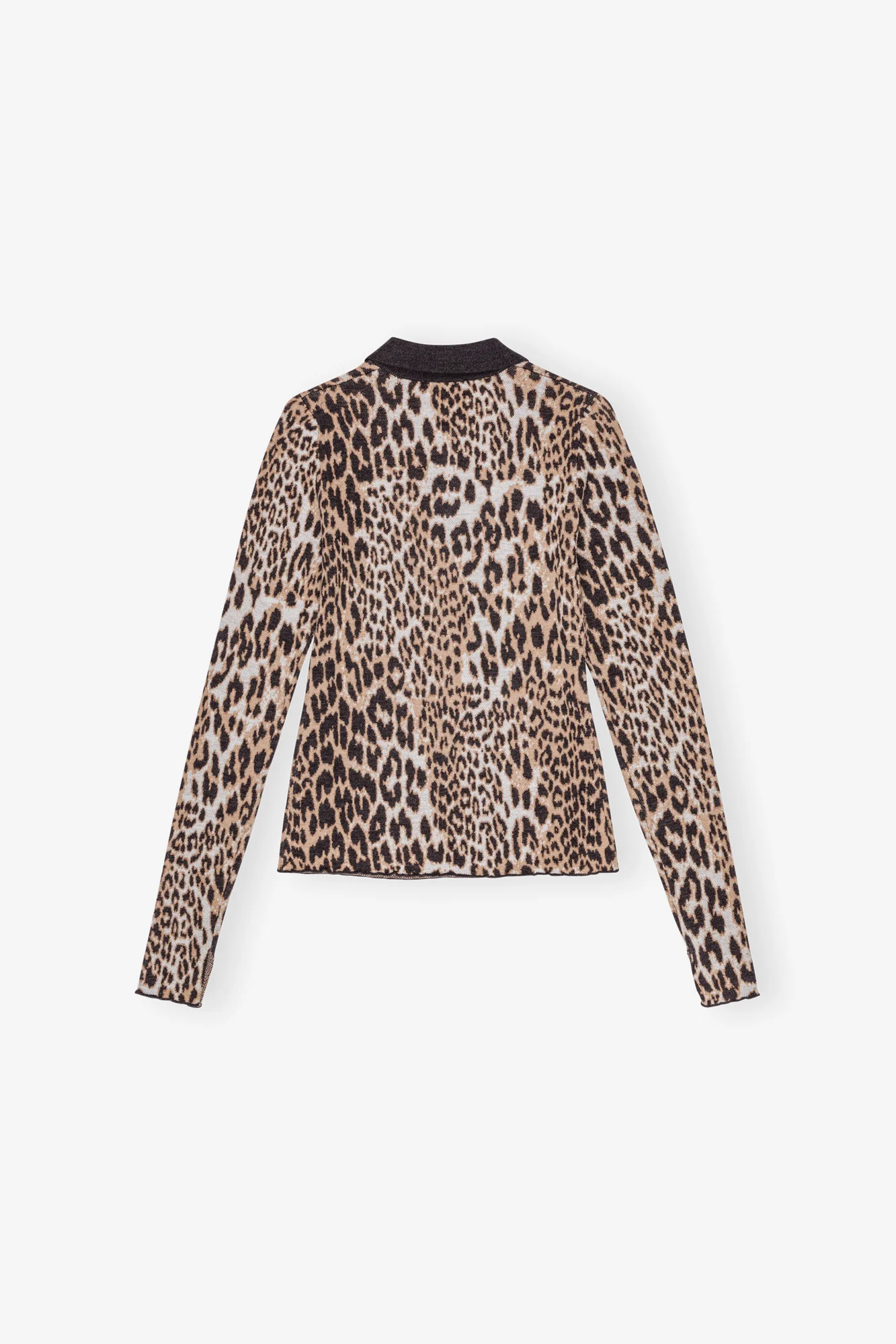 Fine Merino Jacquard Leopard Polo | Leopard - Image 2