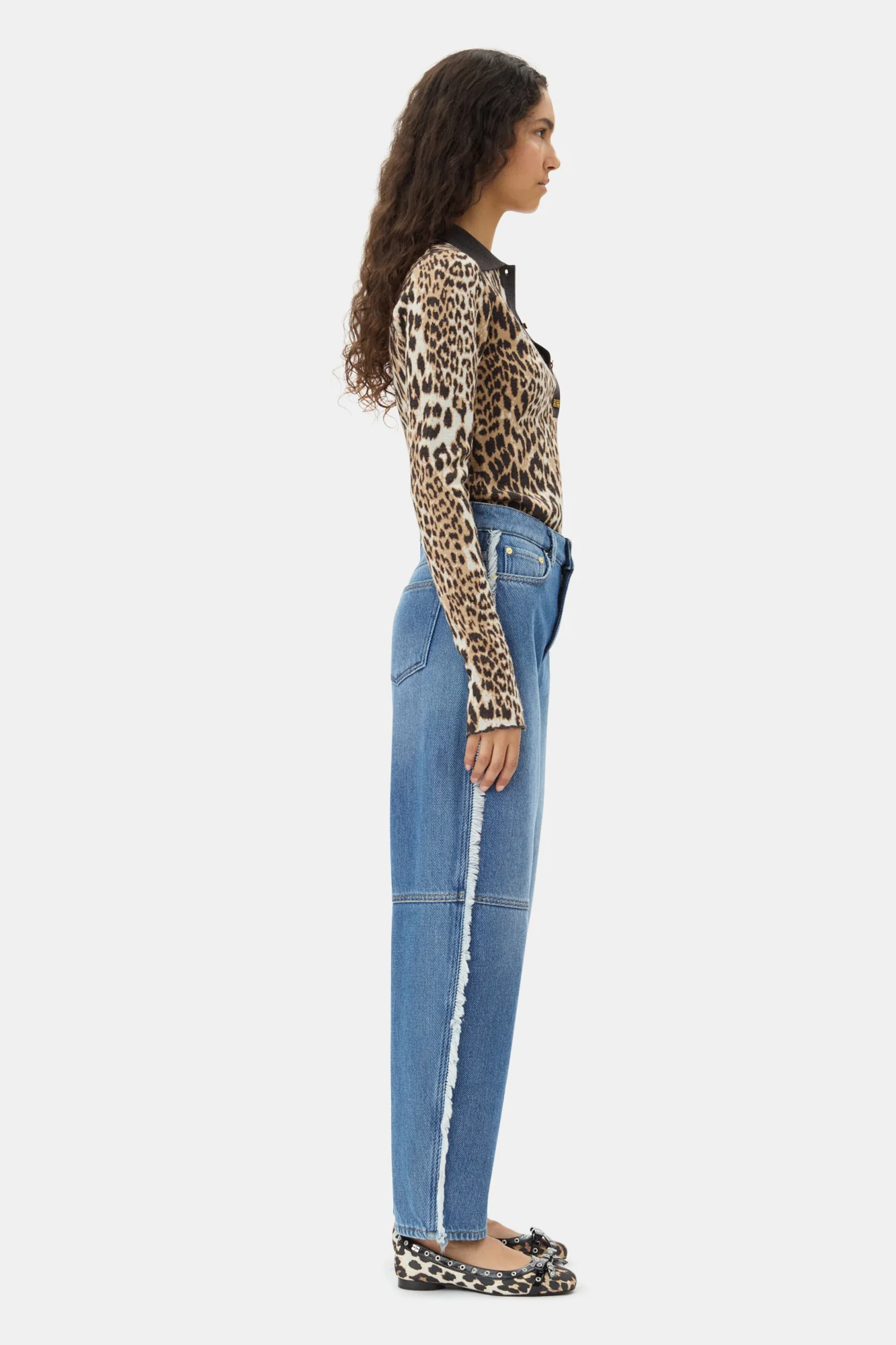 Fine Merino Jacquard Leopard Polo | Leopard - Image 5
