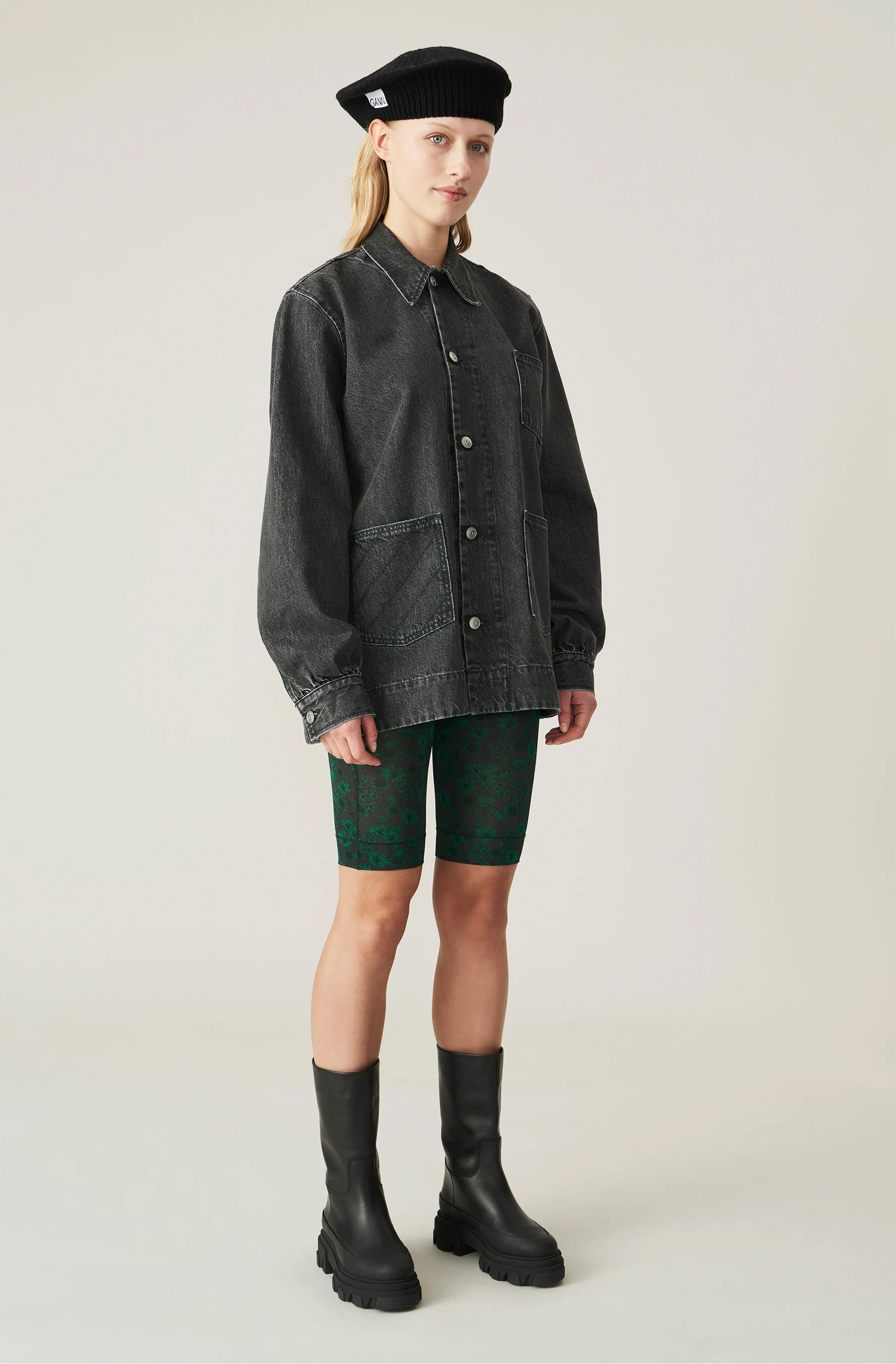 Floral Bike Shorts | Dark Green - Image 2