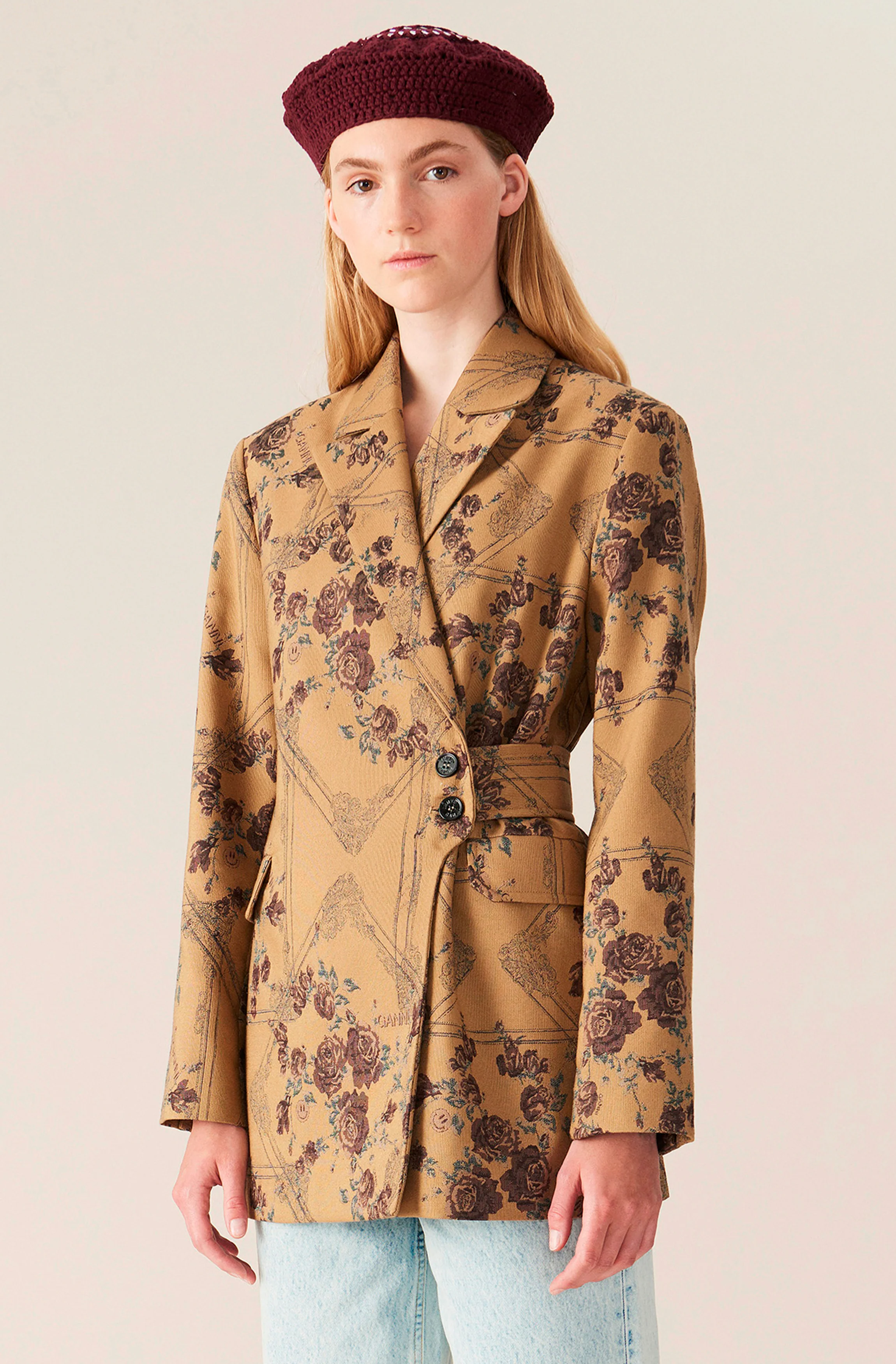 Floral Brocade Jacquard Blazer | Tiger's Eye - Image 2