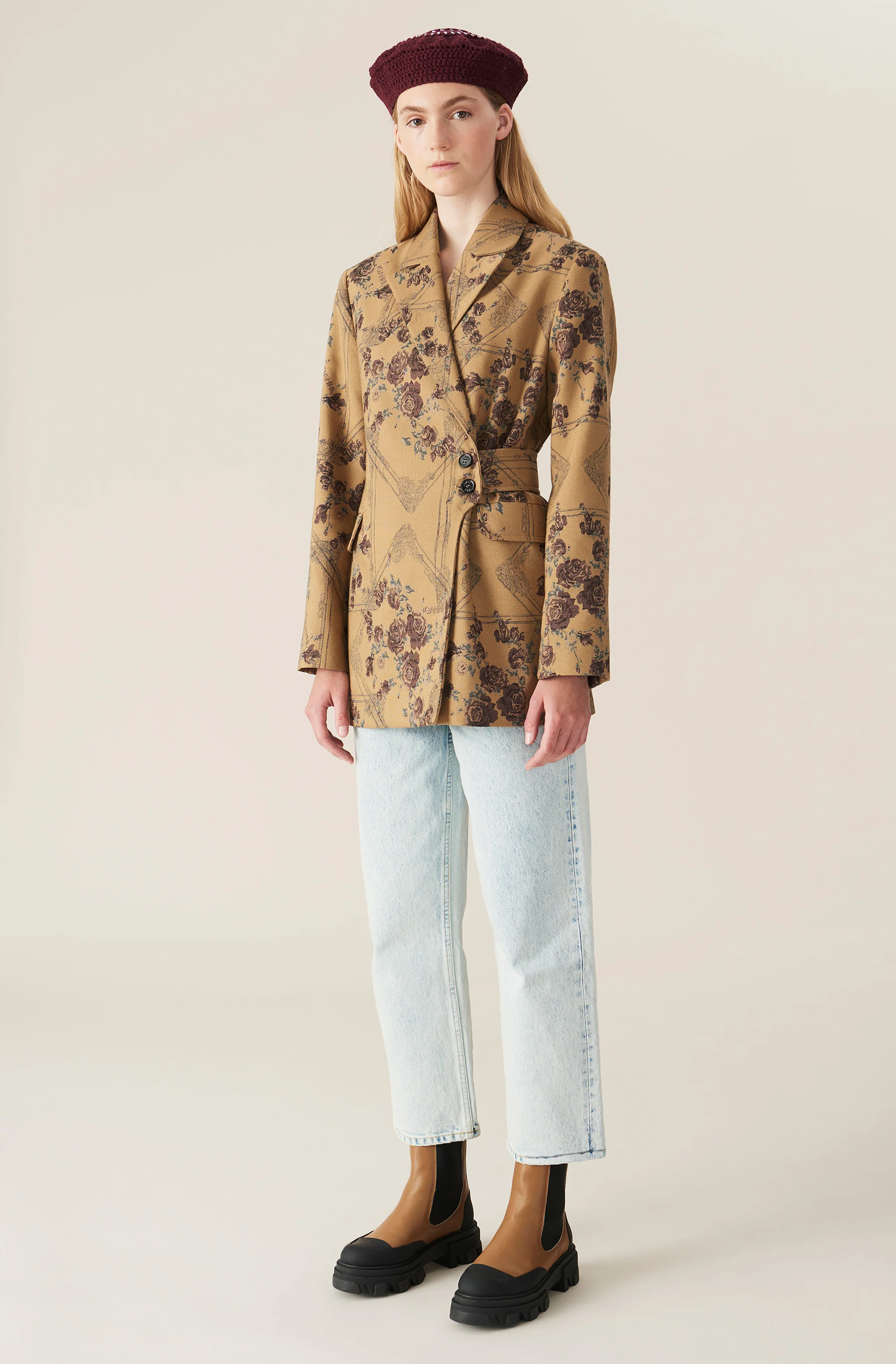 Floral Brocade Jacquard Blazer | Tiger's Eye - Image 3