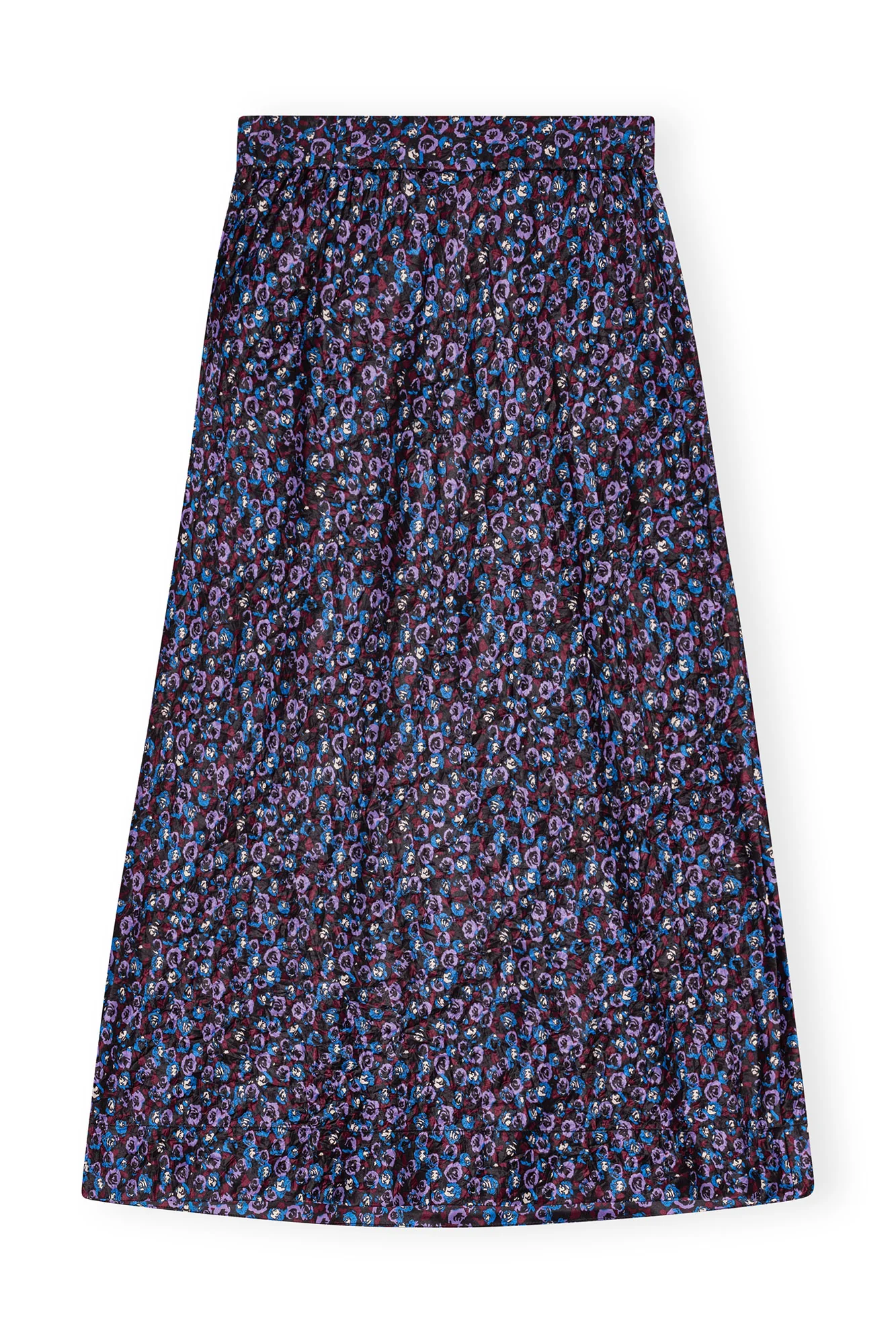 Floral Crinkled Satin Midi Skirt | Black - Image 2