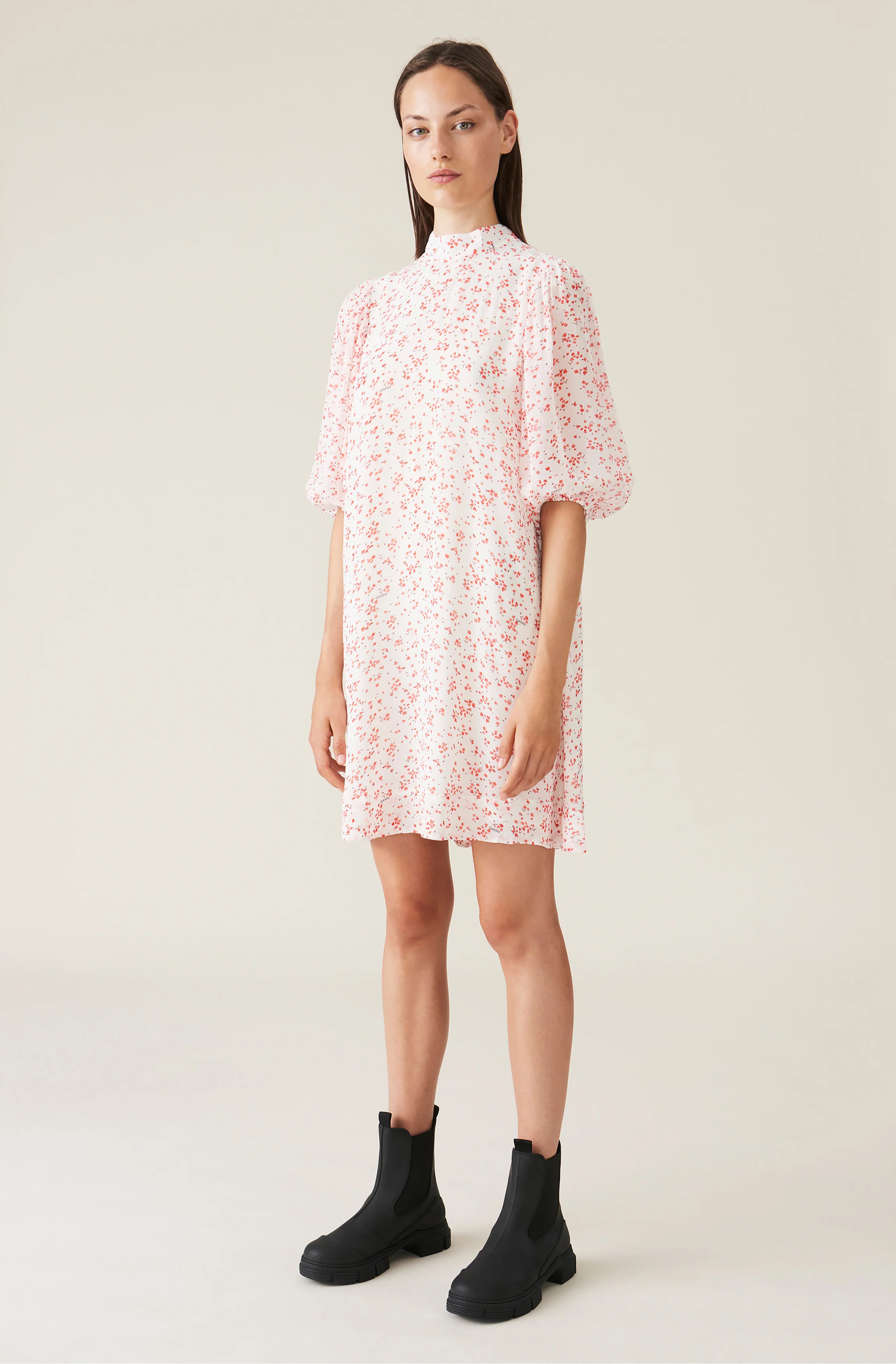 Floral Georgette Midi Dress | Egret - Image 2