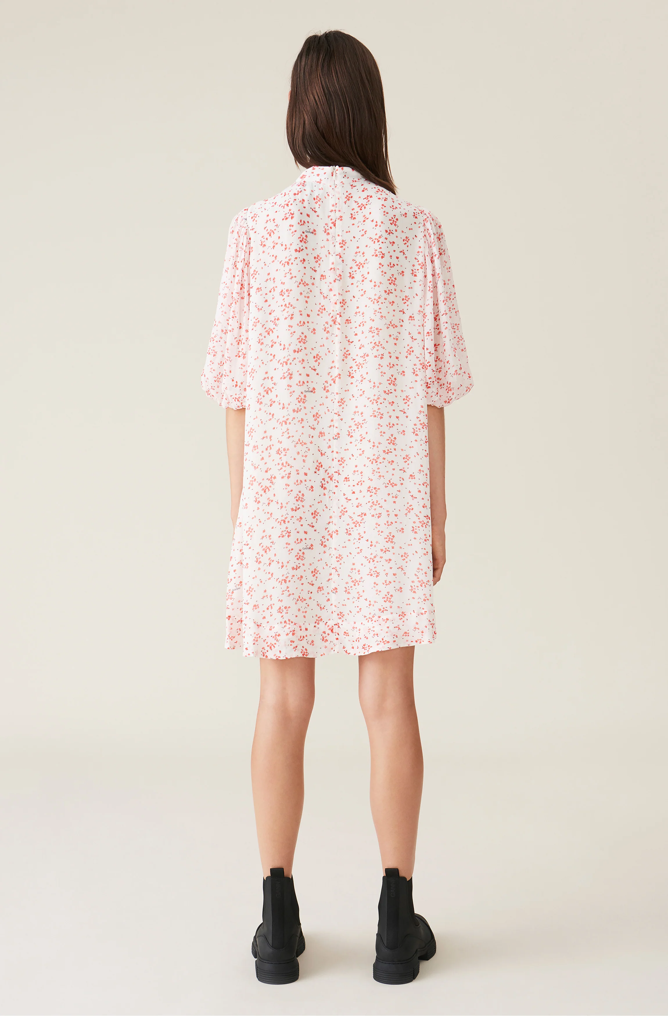 Floral Georgette Midi Dress | Egret - Image 3