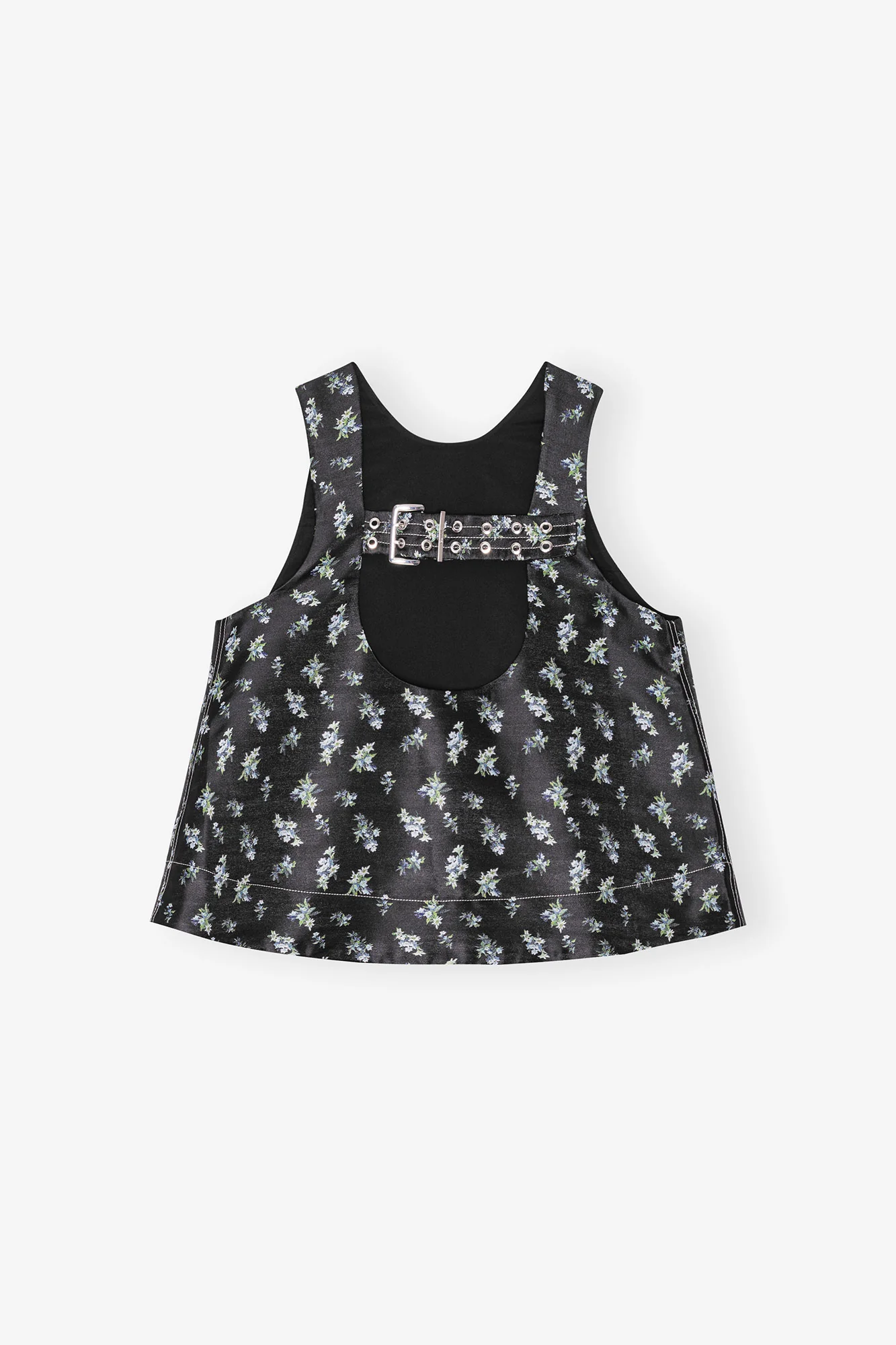 Floral Jacquard Sleeveless Top | Black - Image 2