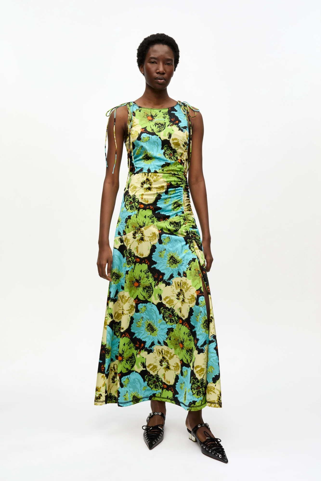 Floral Lycra Jersey Gathered Dress | Multicolor - Image 3