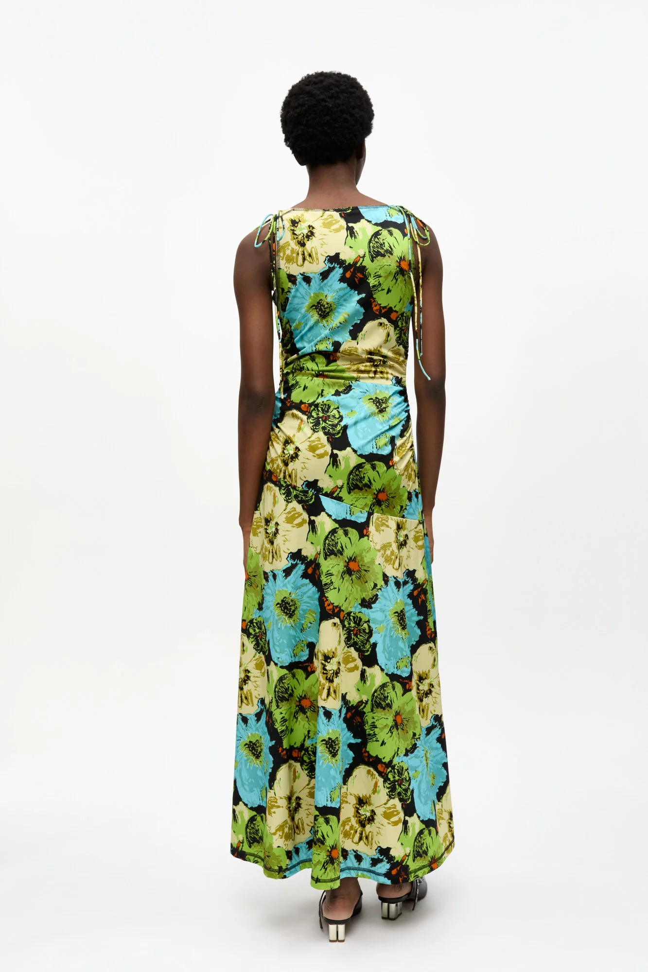 Floral Lycra Jersey Gathered Dress | Multicolor - Image 4