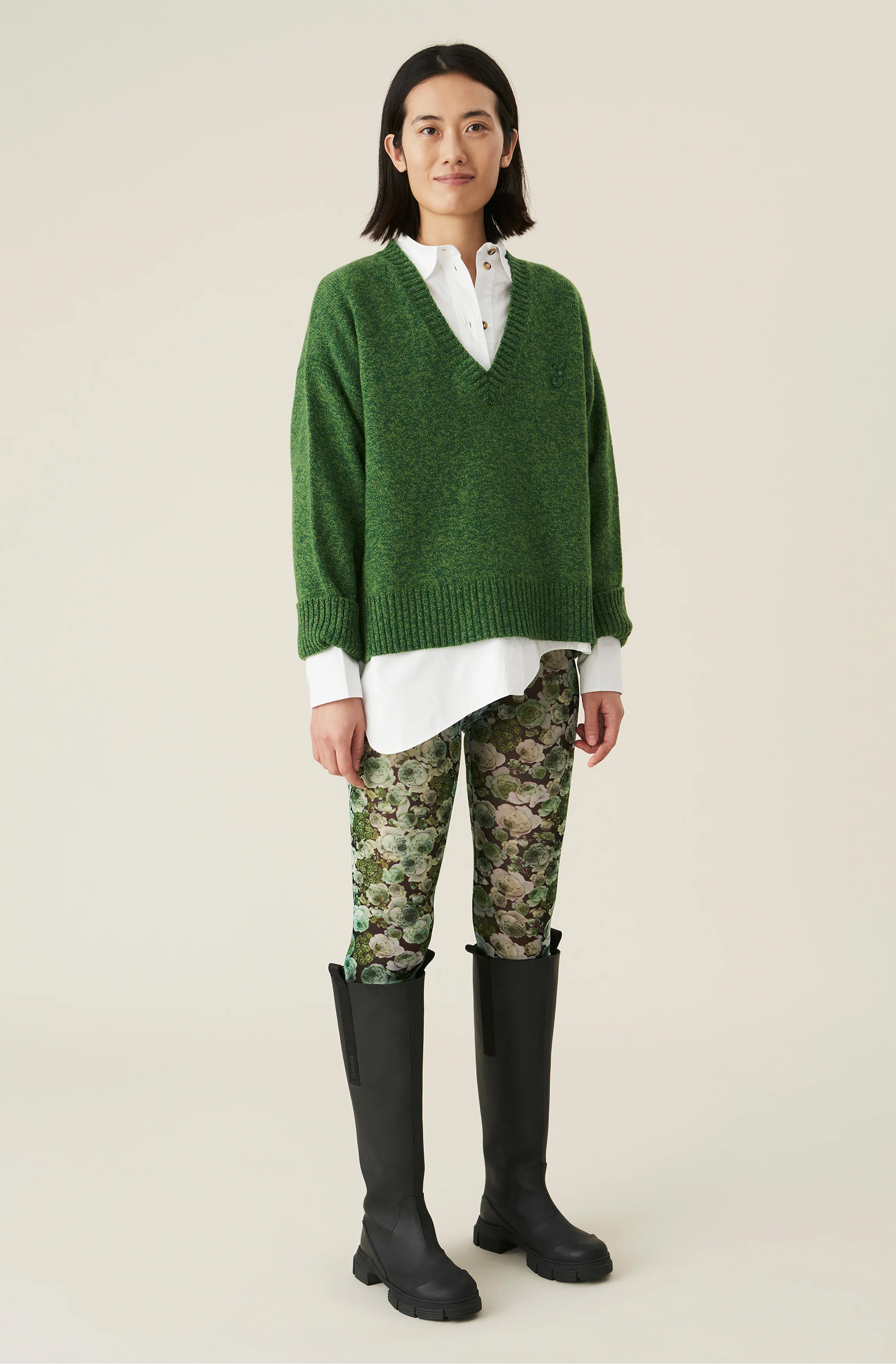 Floral Mesh Leggings | Kelly Green - Image 2