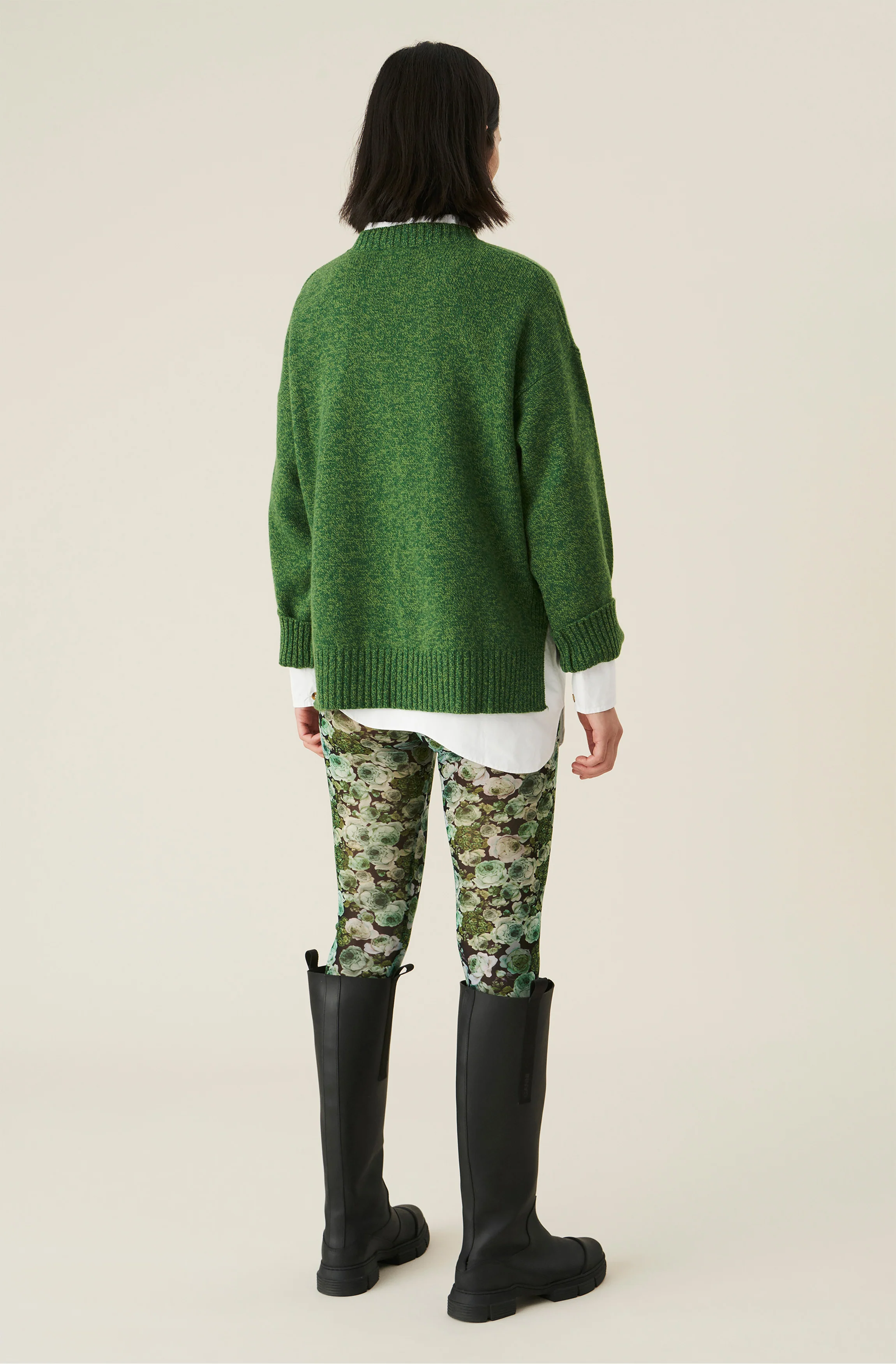Floral Mesh Leggings | Kelly Green - Image 3