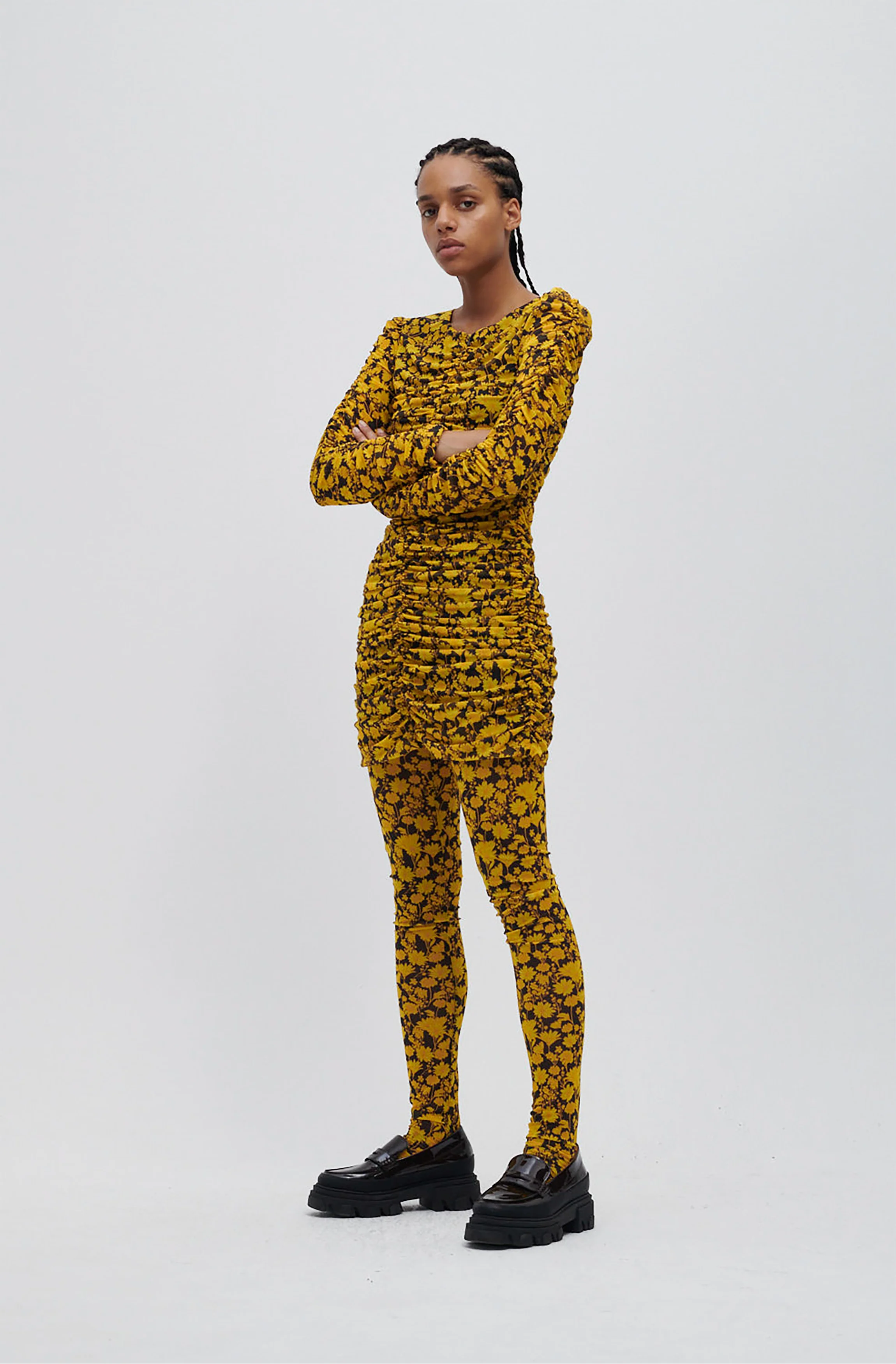 Floral Mesh Leggings | Spectra Yellow - Image 2