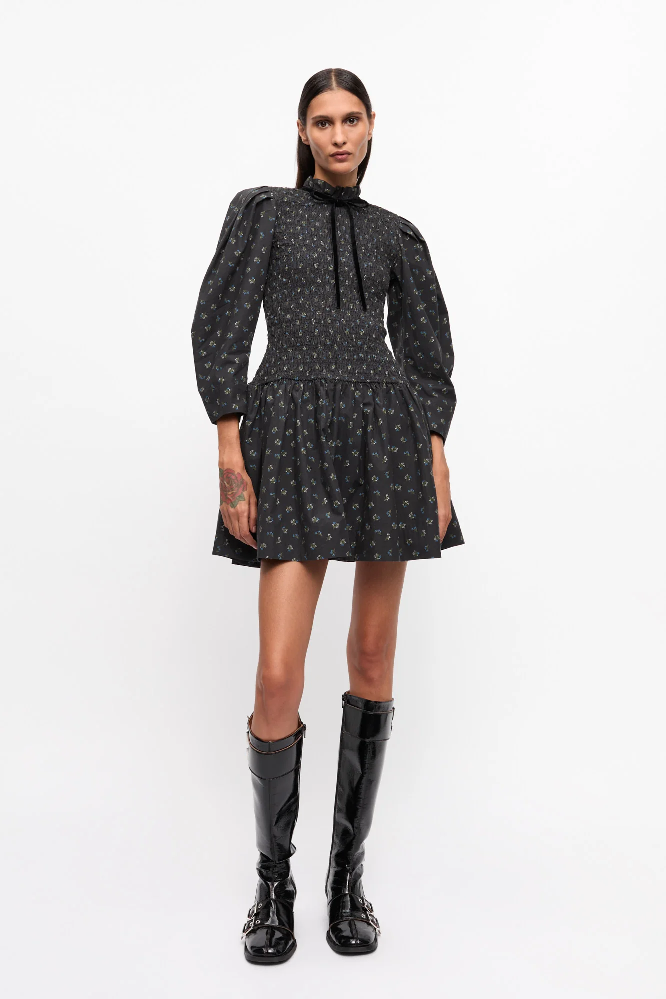 Floral Mini Smock Dress | Phantom - Image 3