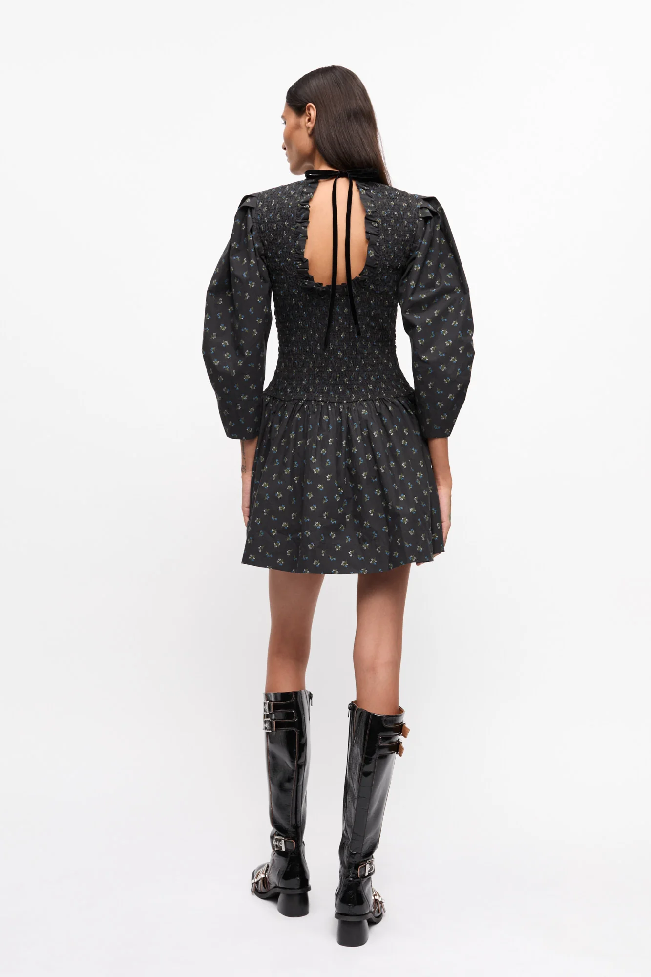 Floral Mini Smock Dress | Phantom - Image 4