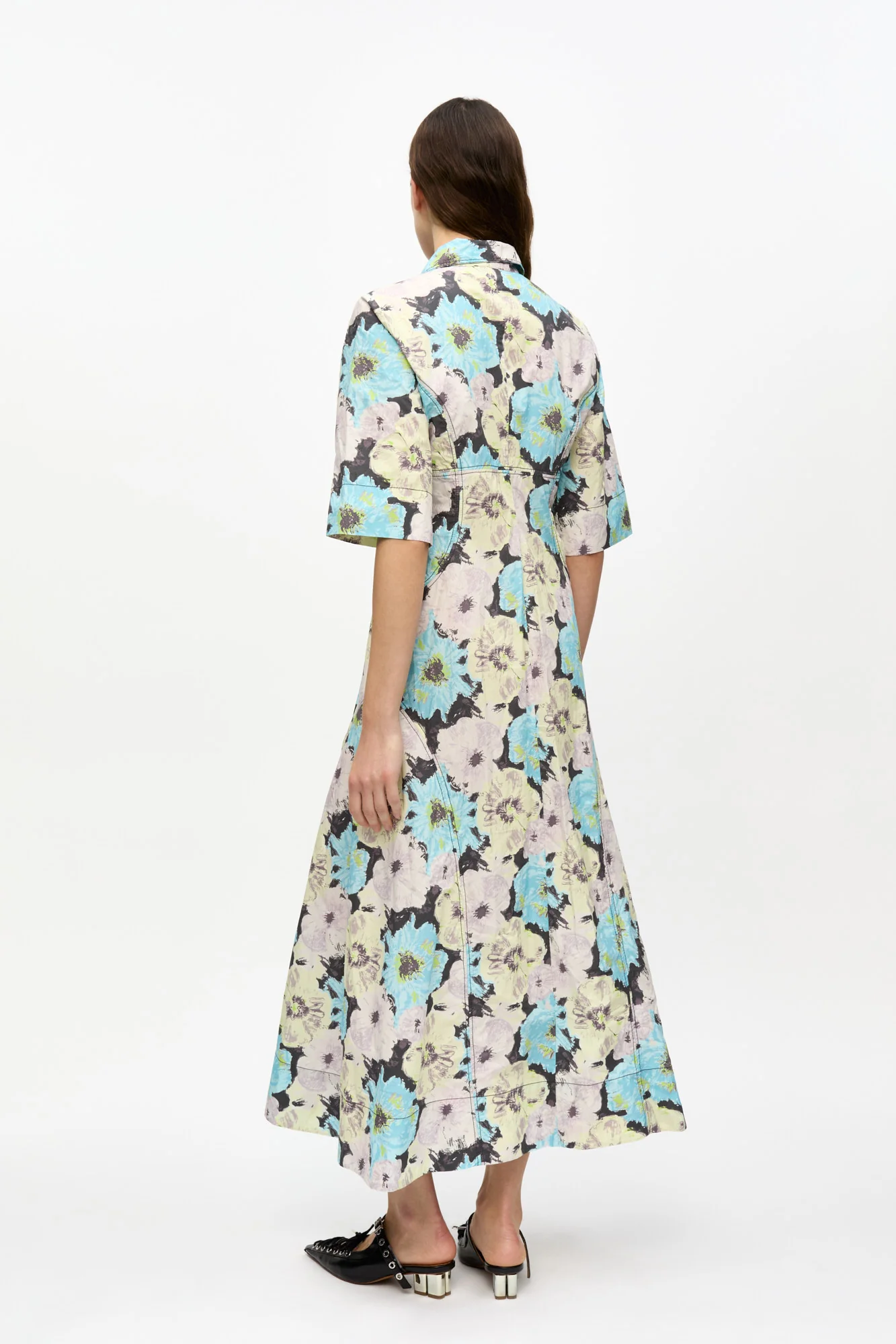 Floral Printed Cotton Long Shirt Dress | Multicolor - Image 4