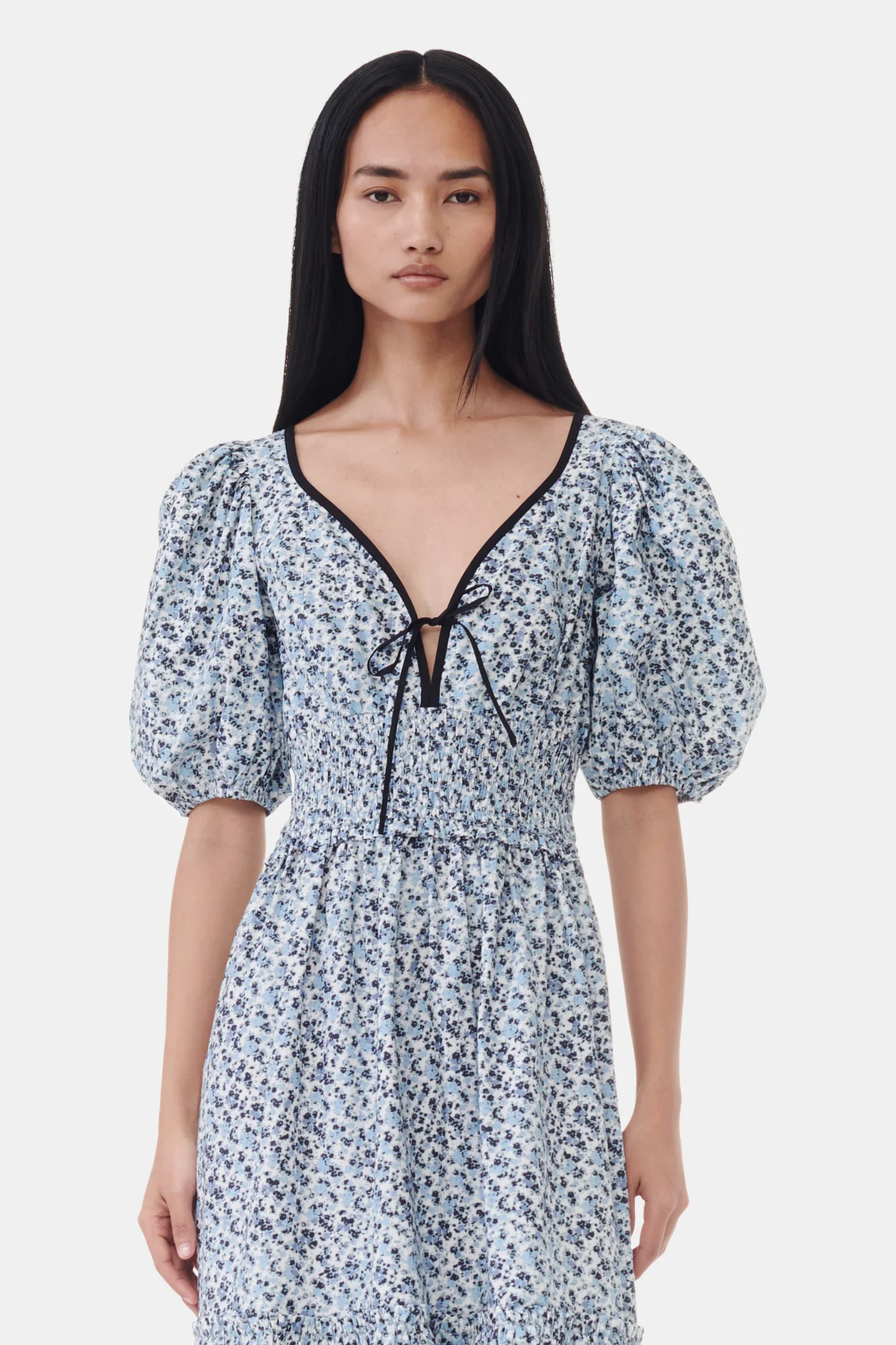 Floral Printed Cotton Long Smock Dress | Glacier Lake - Image 4