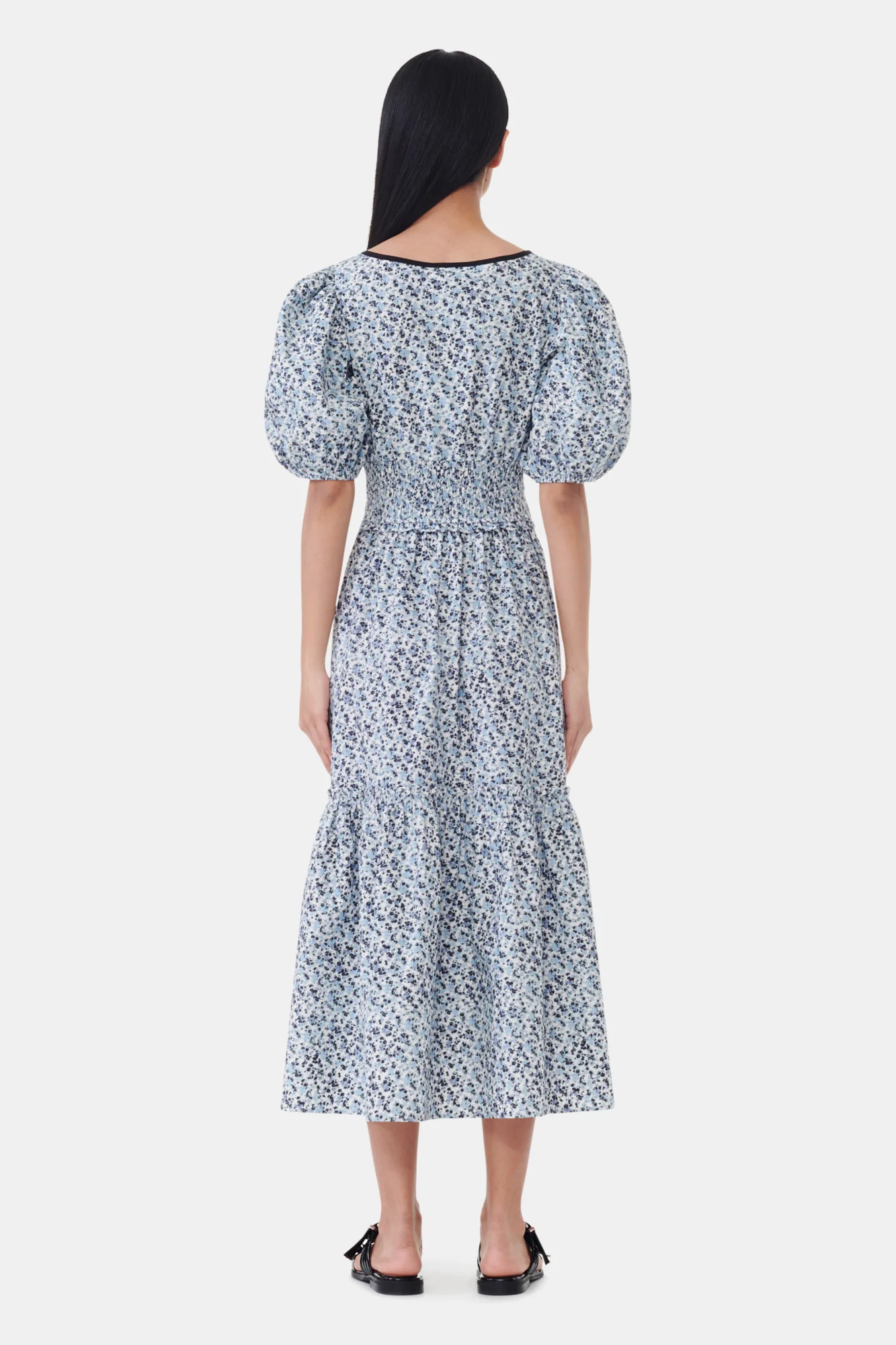 Floral Printed Cotton Long Smock Dress | Glacier Lake - Image 6