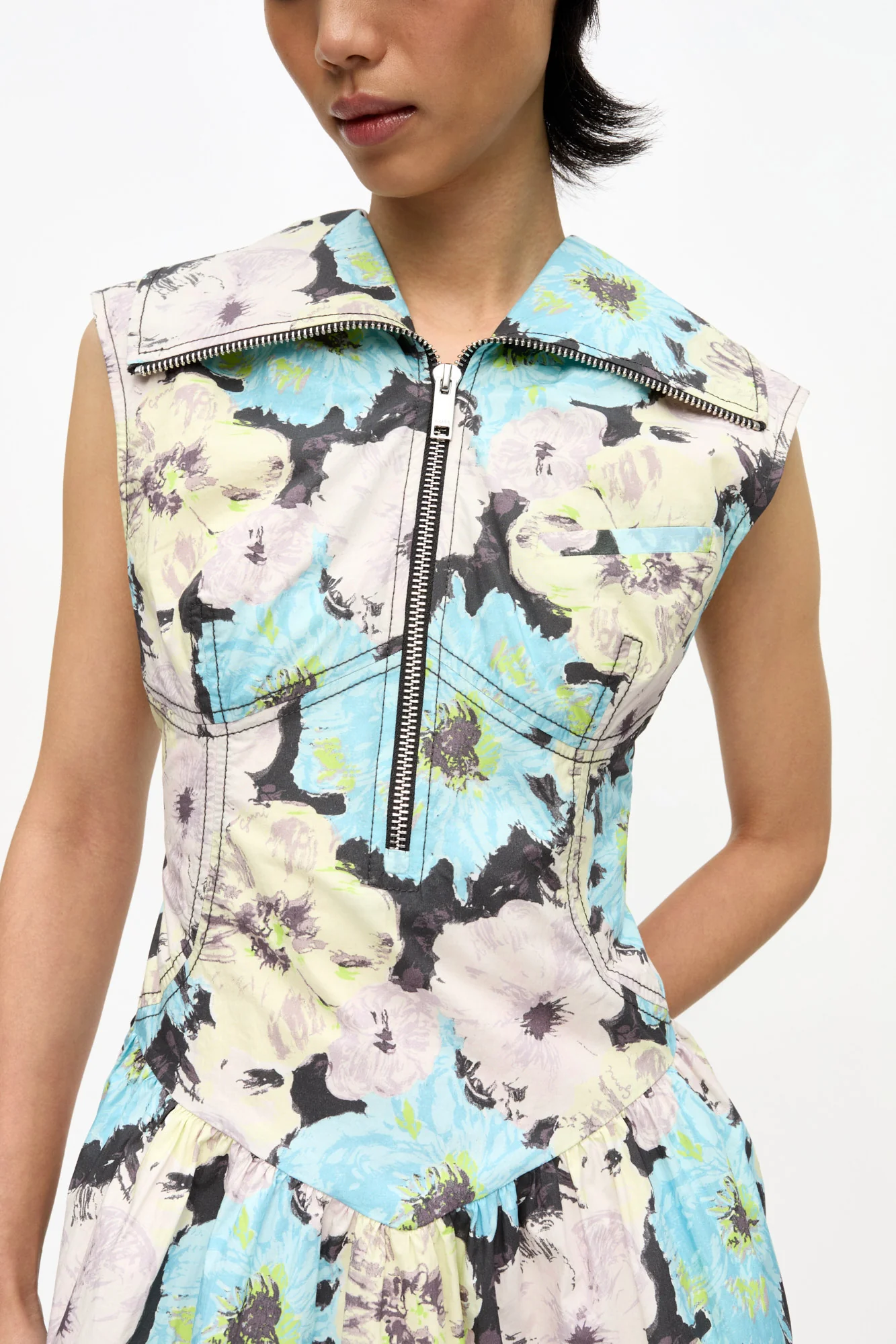 Floral Printed Cotton Mini Dress | Multicolor - Image 4