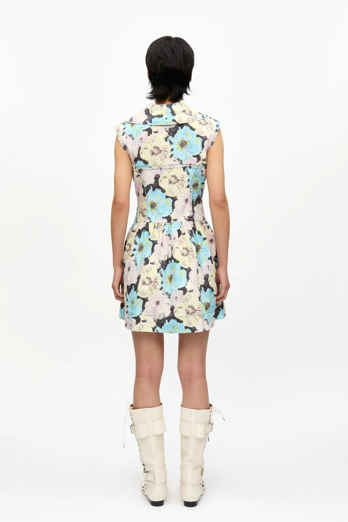 Floral Printed Cotton Mini Dress | Multicolor - Image 5