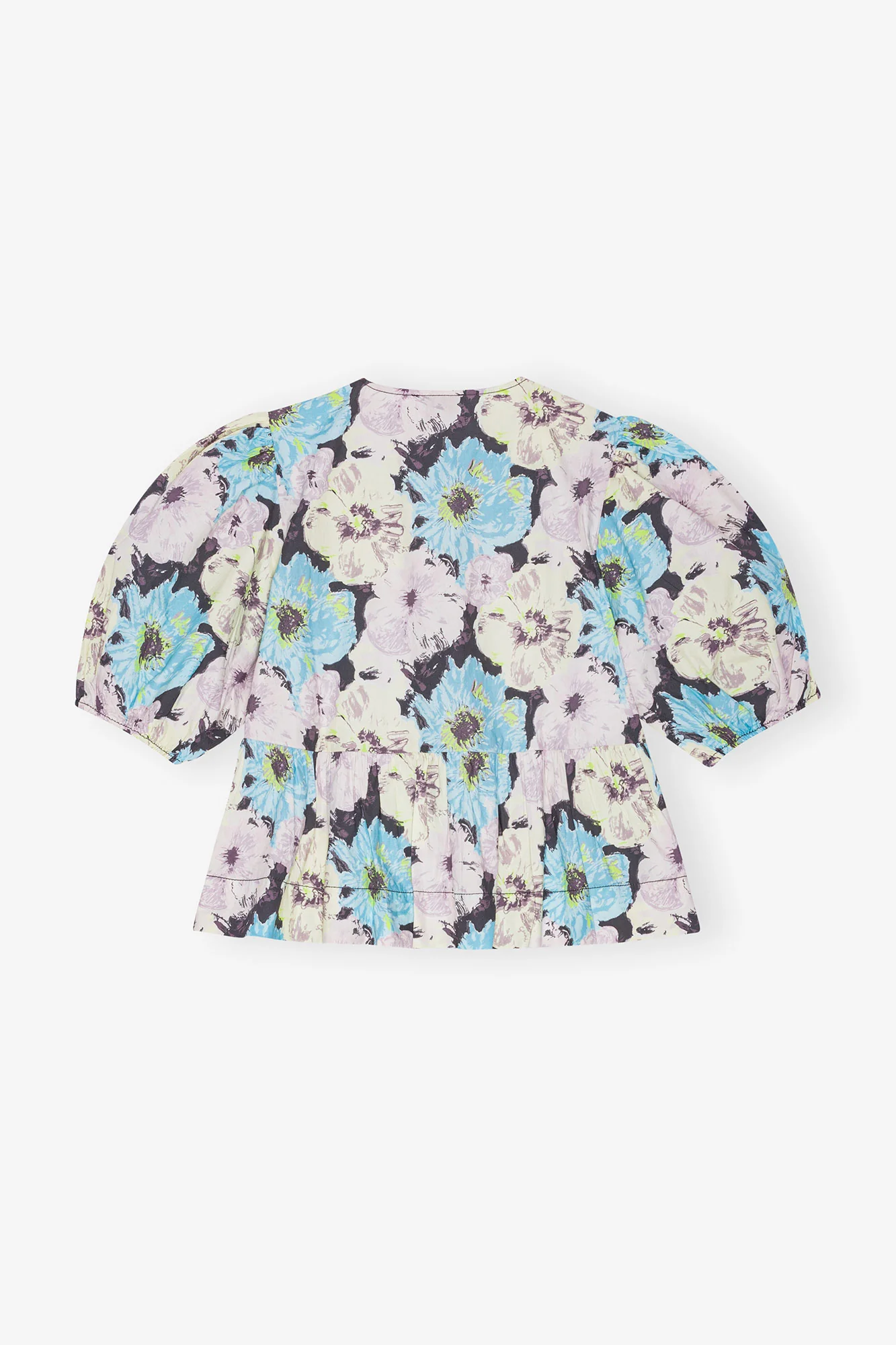 Floral Printed Cotton Peplum Blouse | Multicolor - Image 2