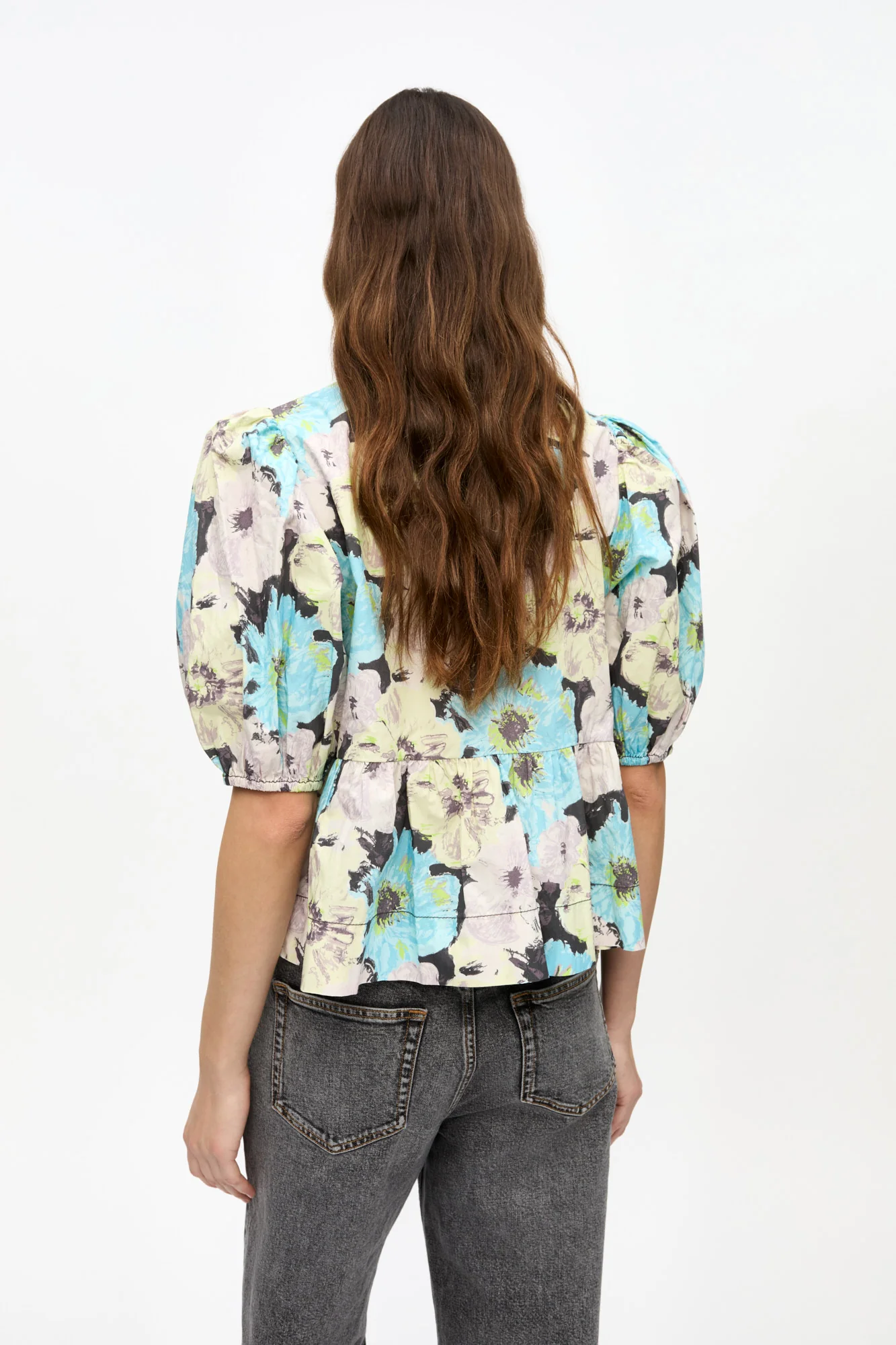 Floral Printed Cotton Peplum Blouse | Multicolor - Image 5