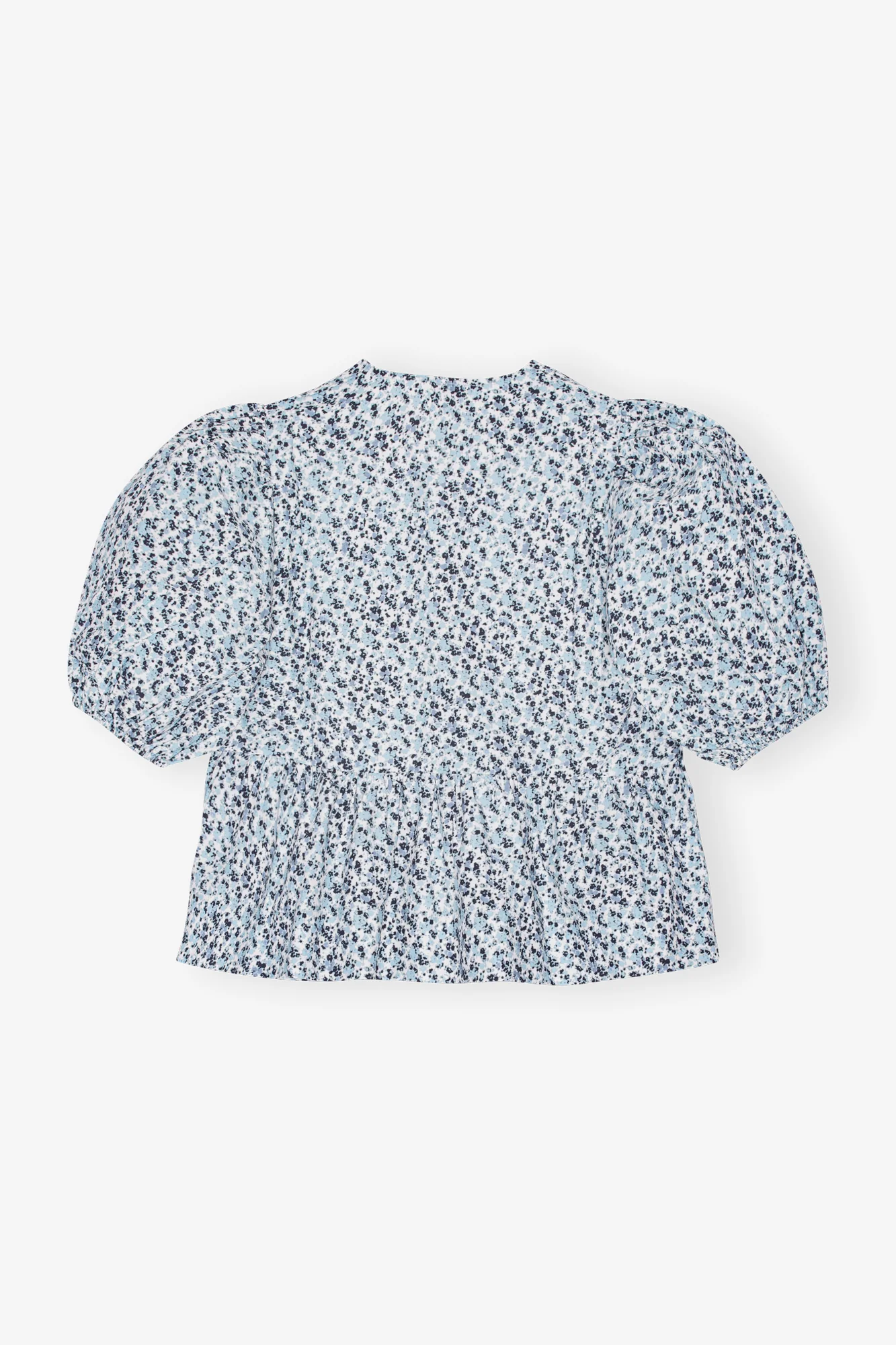 Floral Printed Cotton Poplin Peplum Blouse | Glacier Lake - Image 2