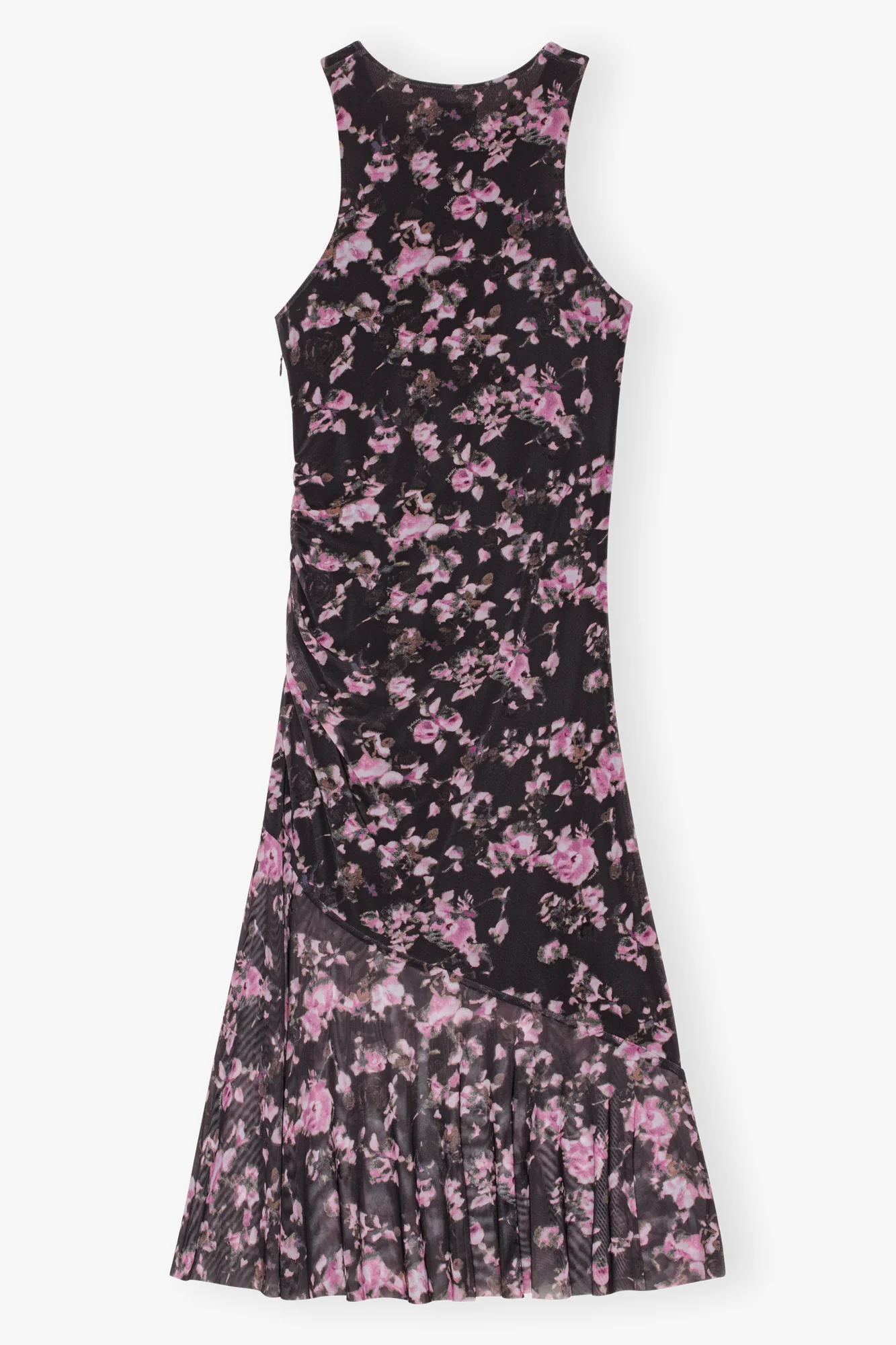 Floral Printed Mesh Sleeveless Midi Dress | Phantom - Image 2