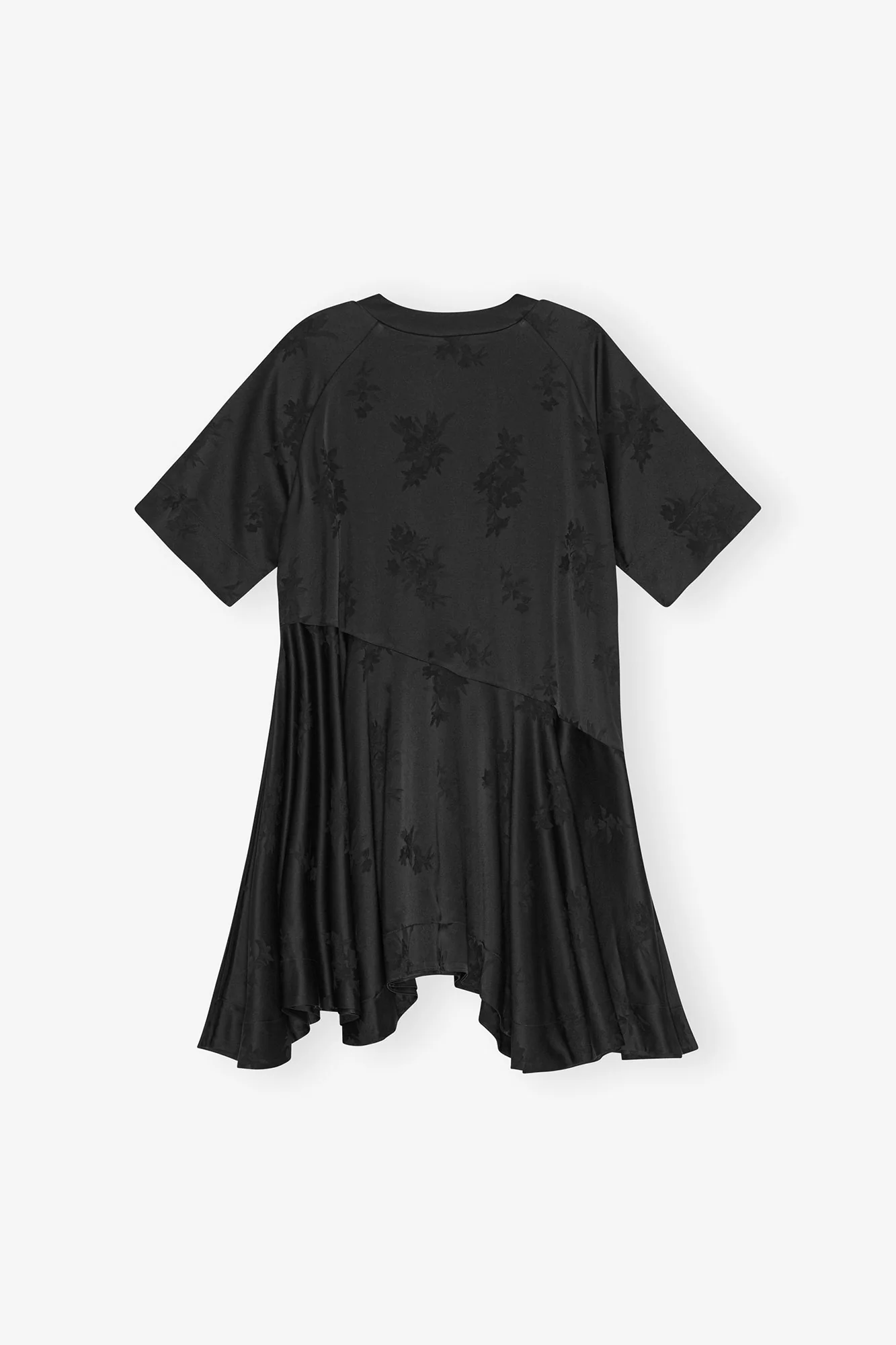 Floral Satin Jacquard Oversized Mini Dress | Black - Image 2