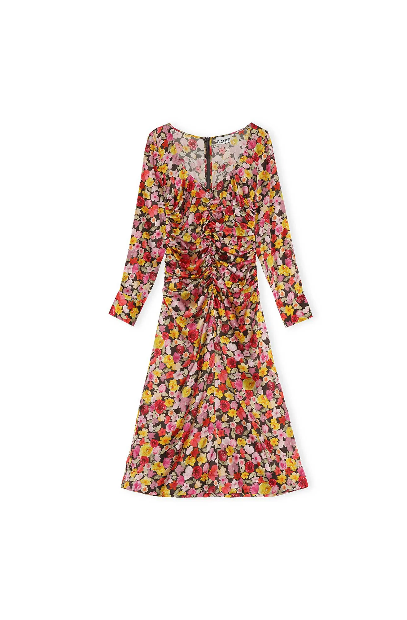Floral Silk Blend Gather Dress | Mole
