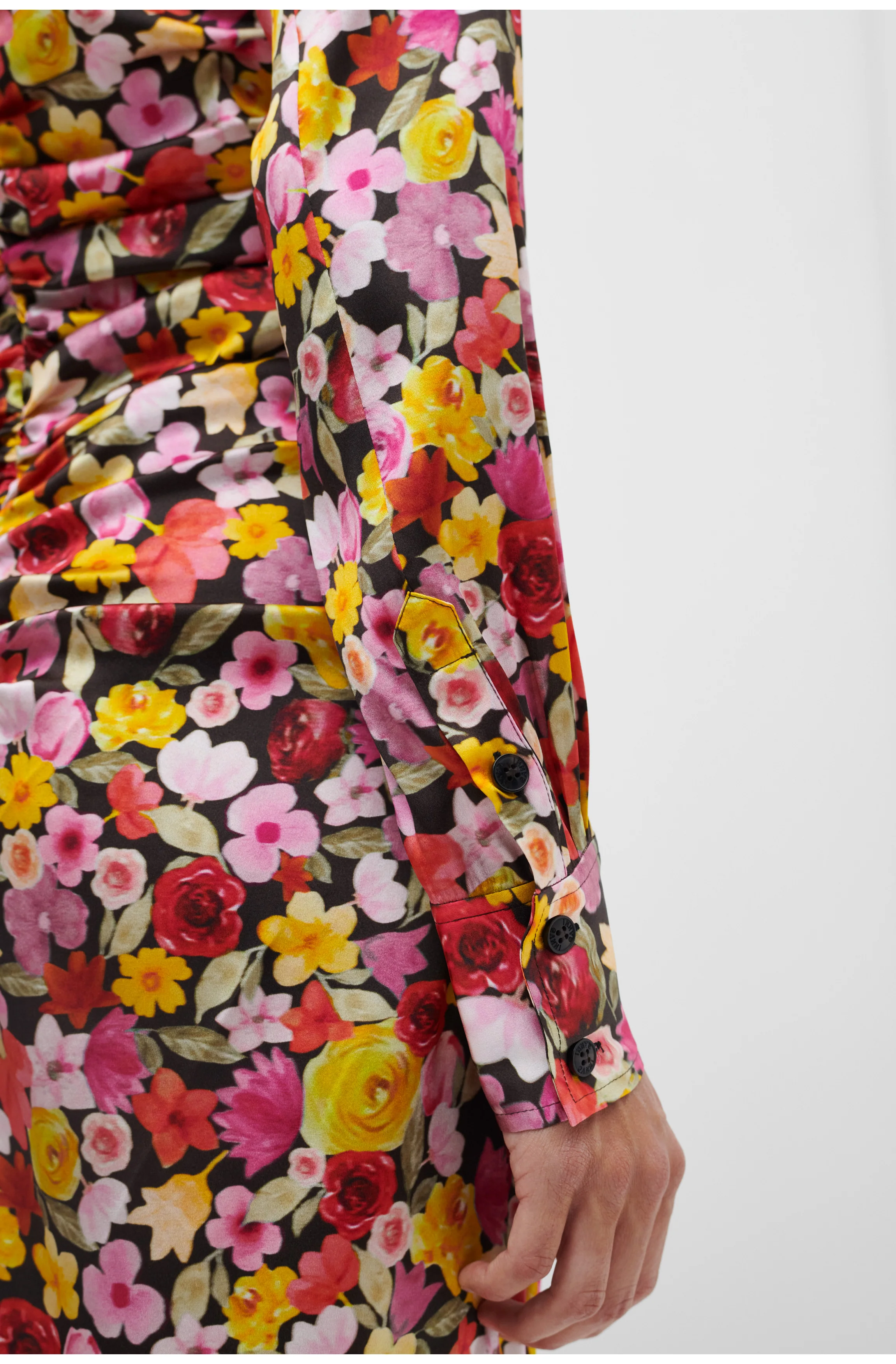 Floral Silk Blend Gather Dress | Mole - Image 8