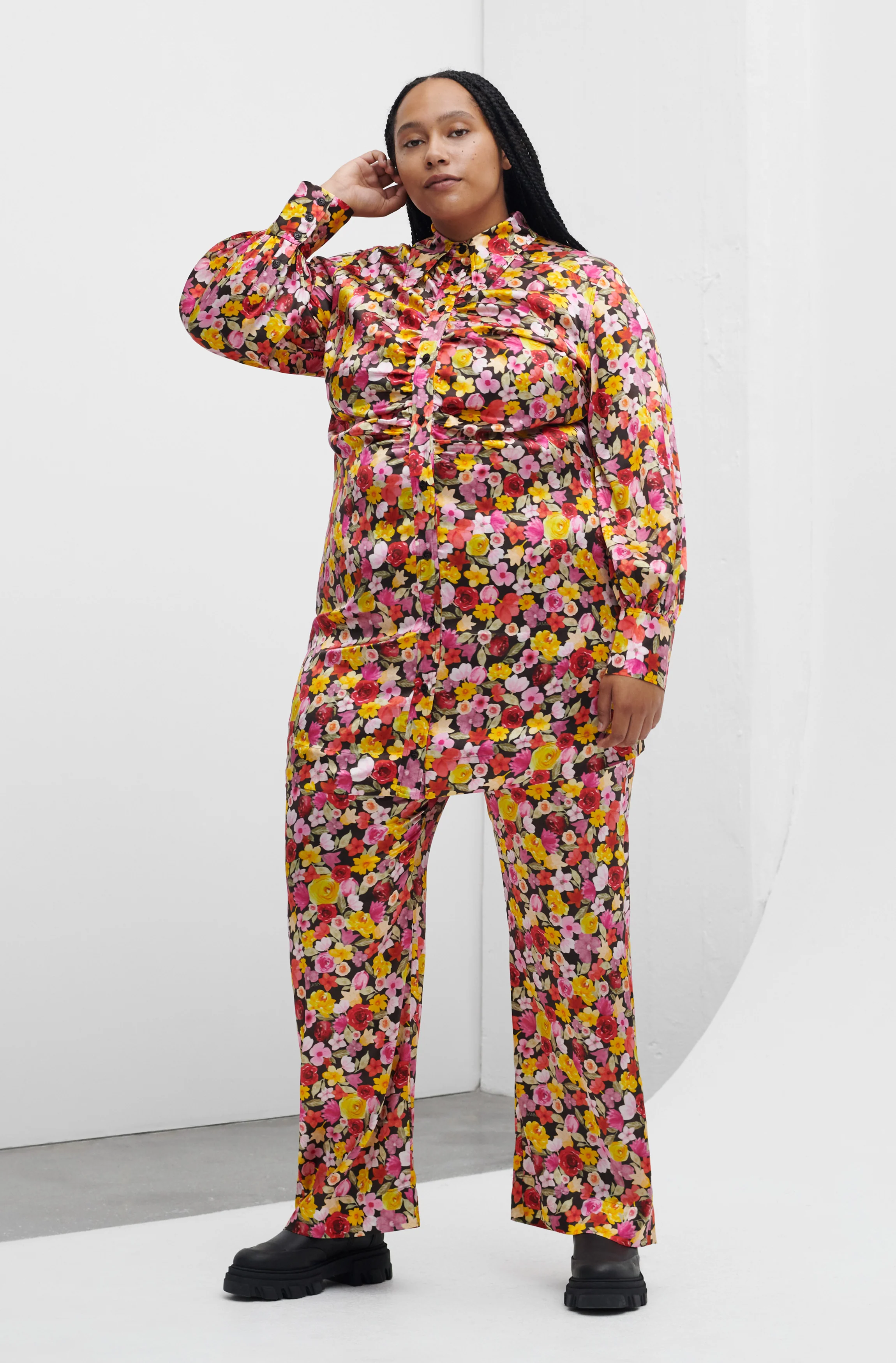 Floral Silk Stretch Trousers | Mole - Image 3