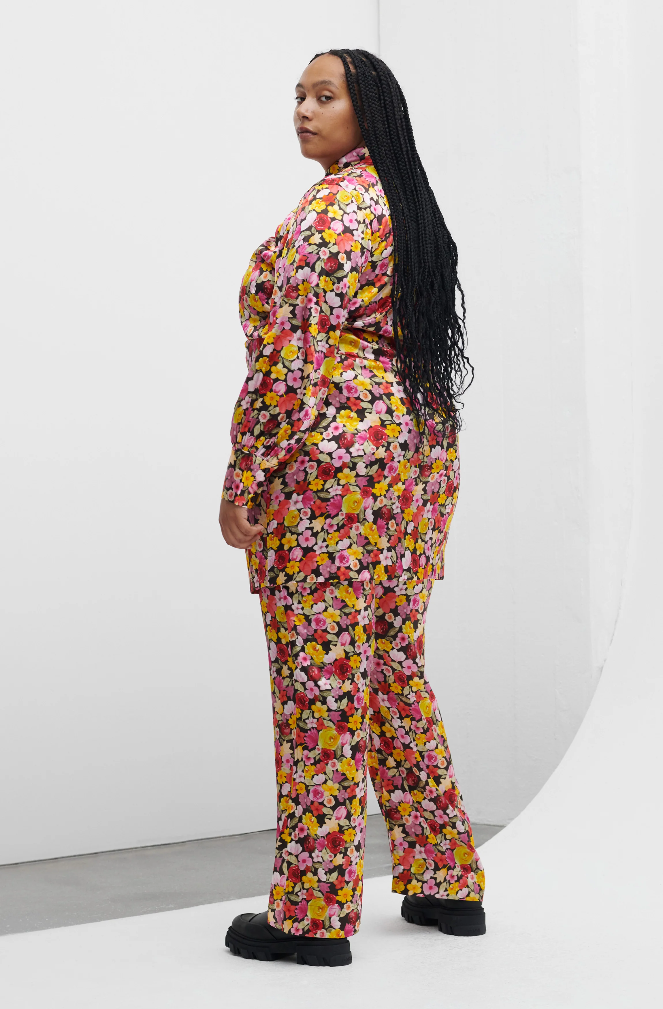 Floral Silk Stretch Trousers | Mole - Image 4