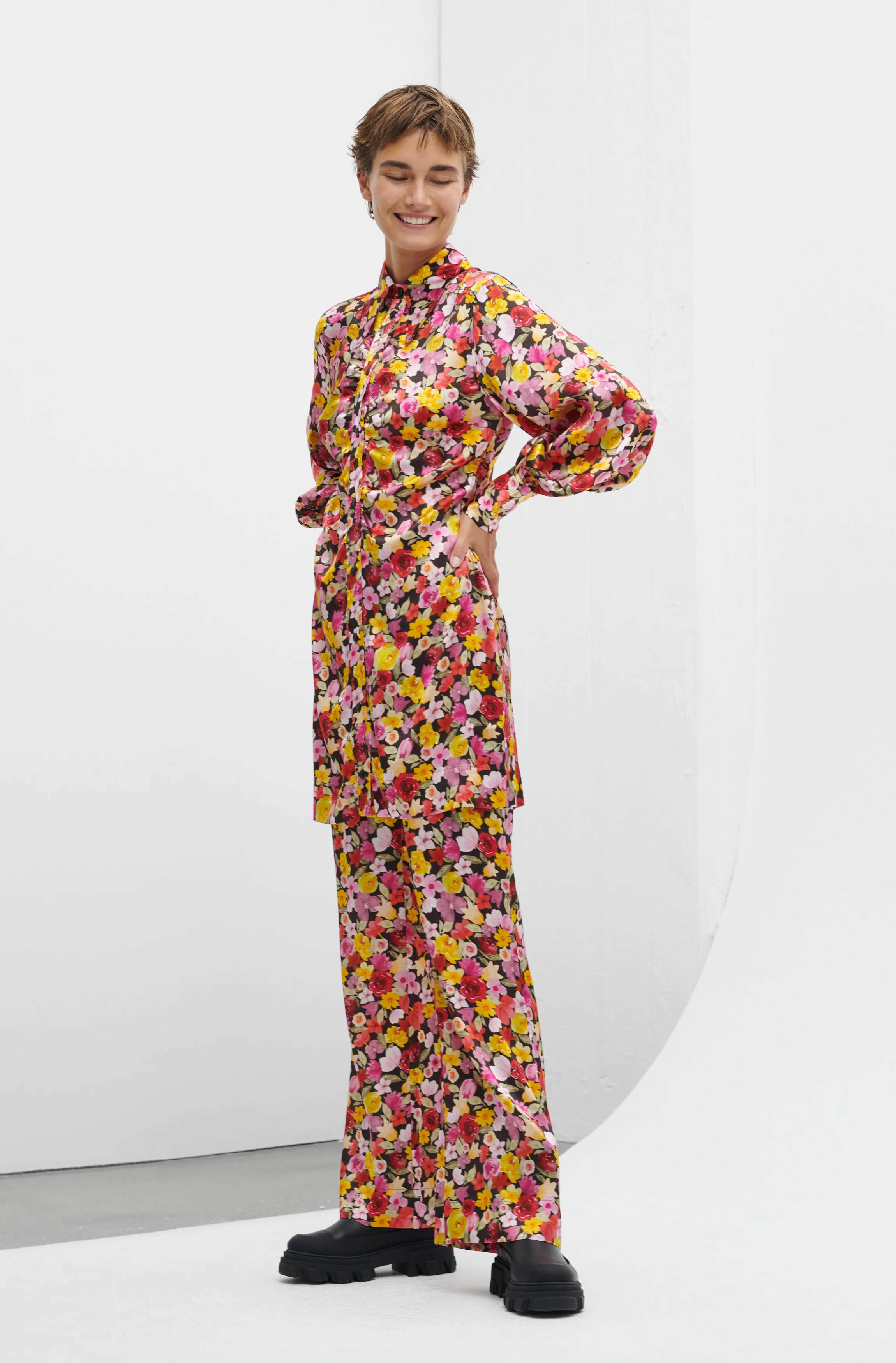 Floral Silk Stretch Trousers | Mole - Image 5
