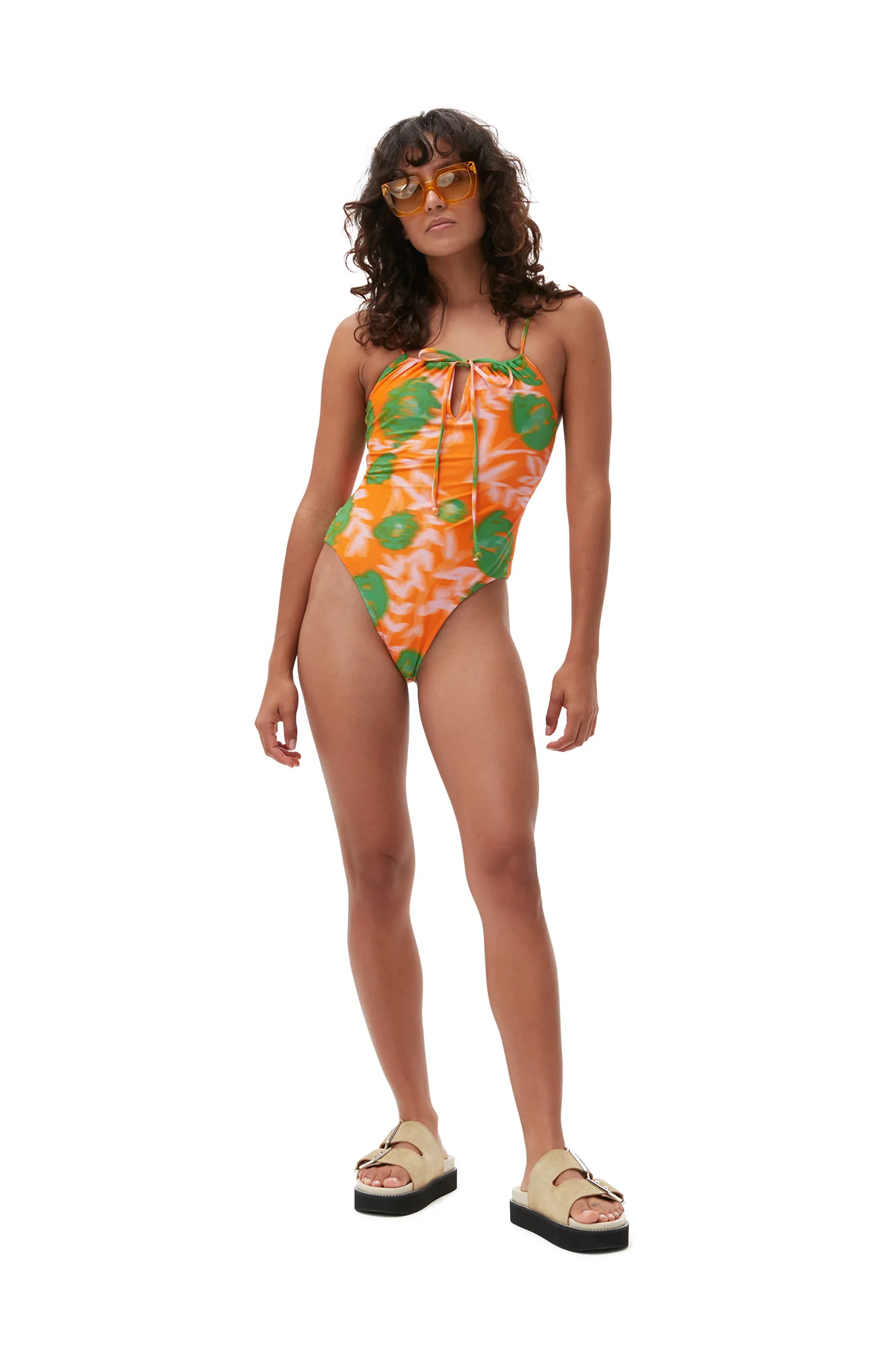 Floral Swimsuit | Vibrant Orange - Image 3