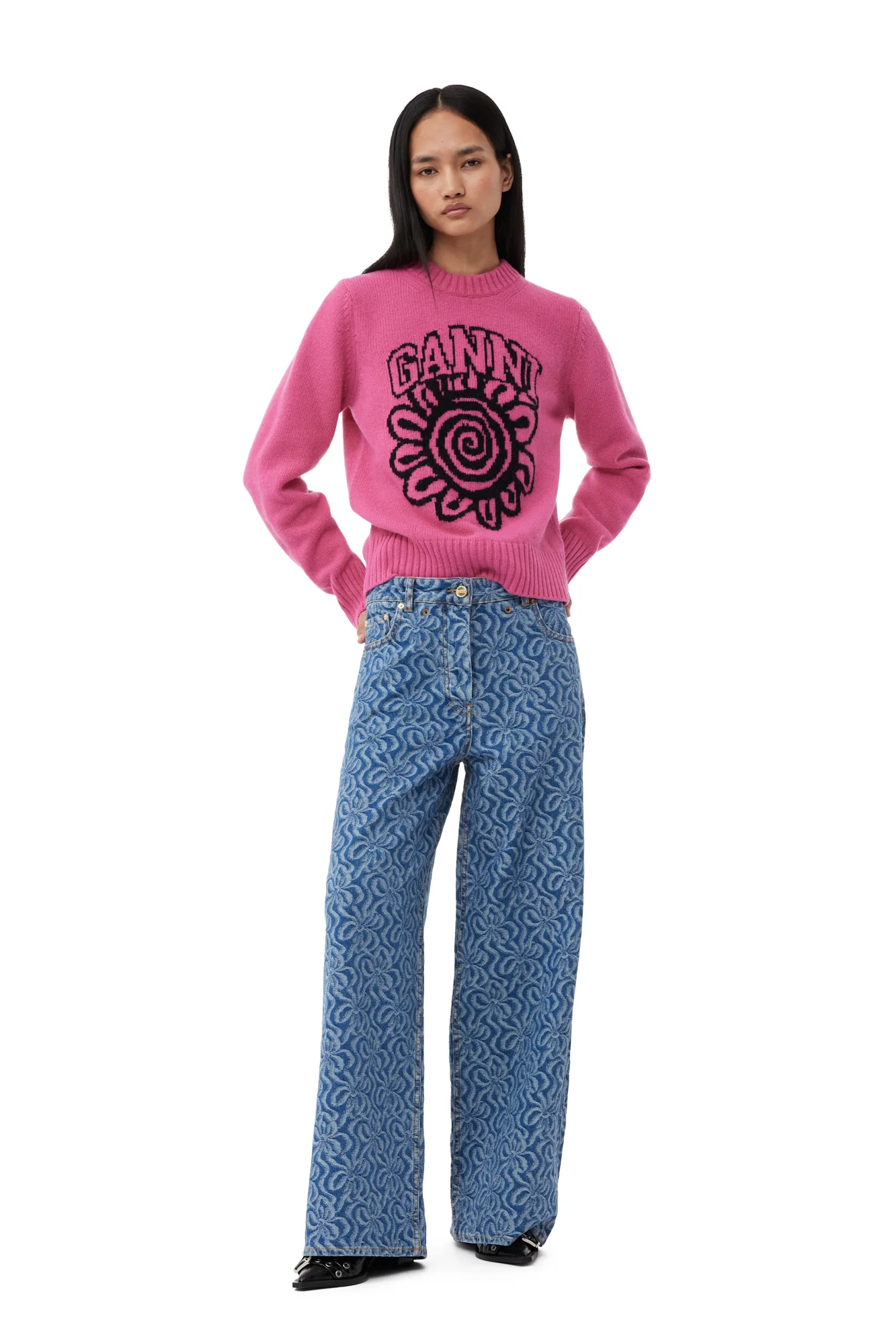 Flower Graphic O-neck Pullover | Cone Flower - Image 3