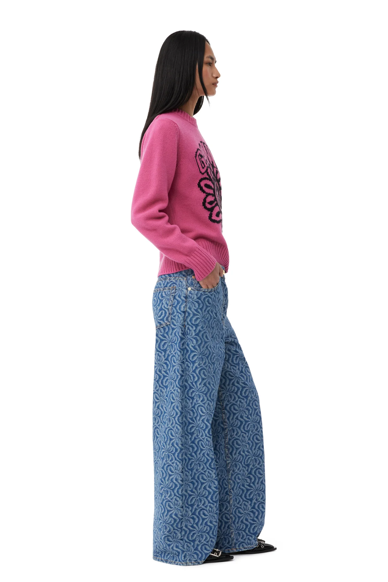 Flower Graphic O-neck Pullover | Cone Flower - Image 5