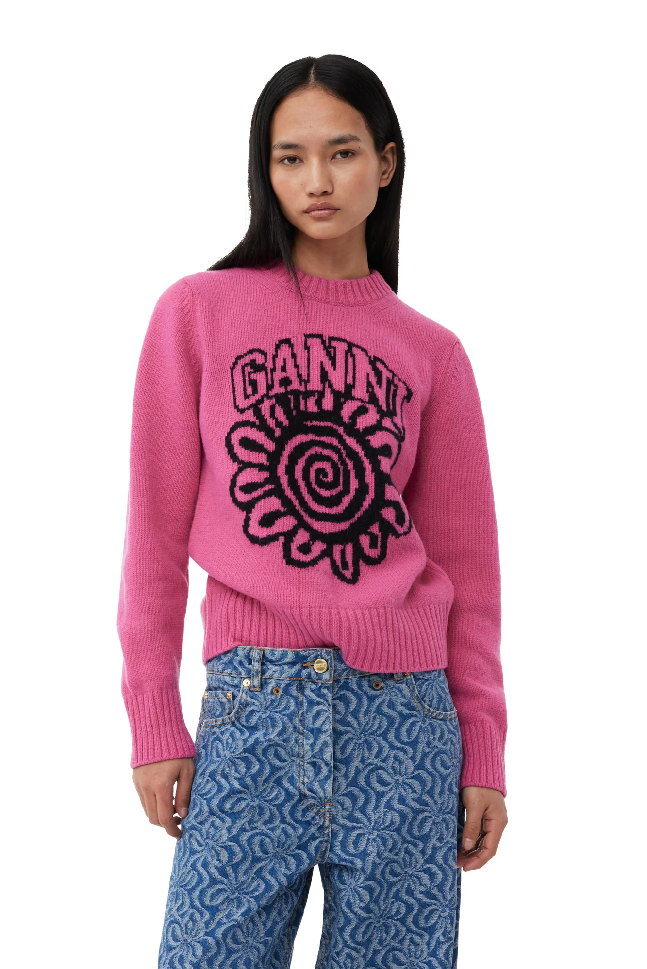Flower Graphic O-neck Pullover | Cone Flower - Image 6