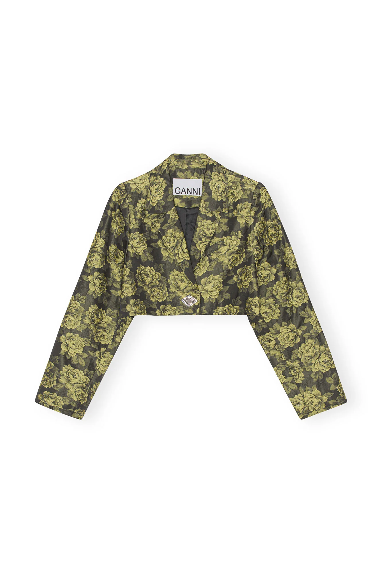 Flower Jacquard Cropped Suiting Blazer | Lemon Zest