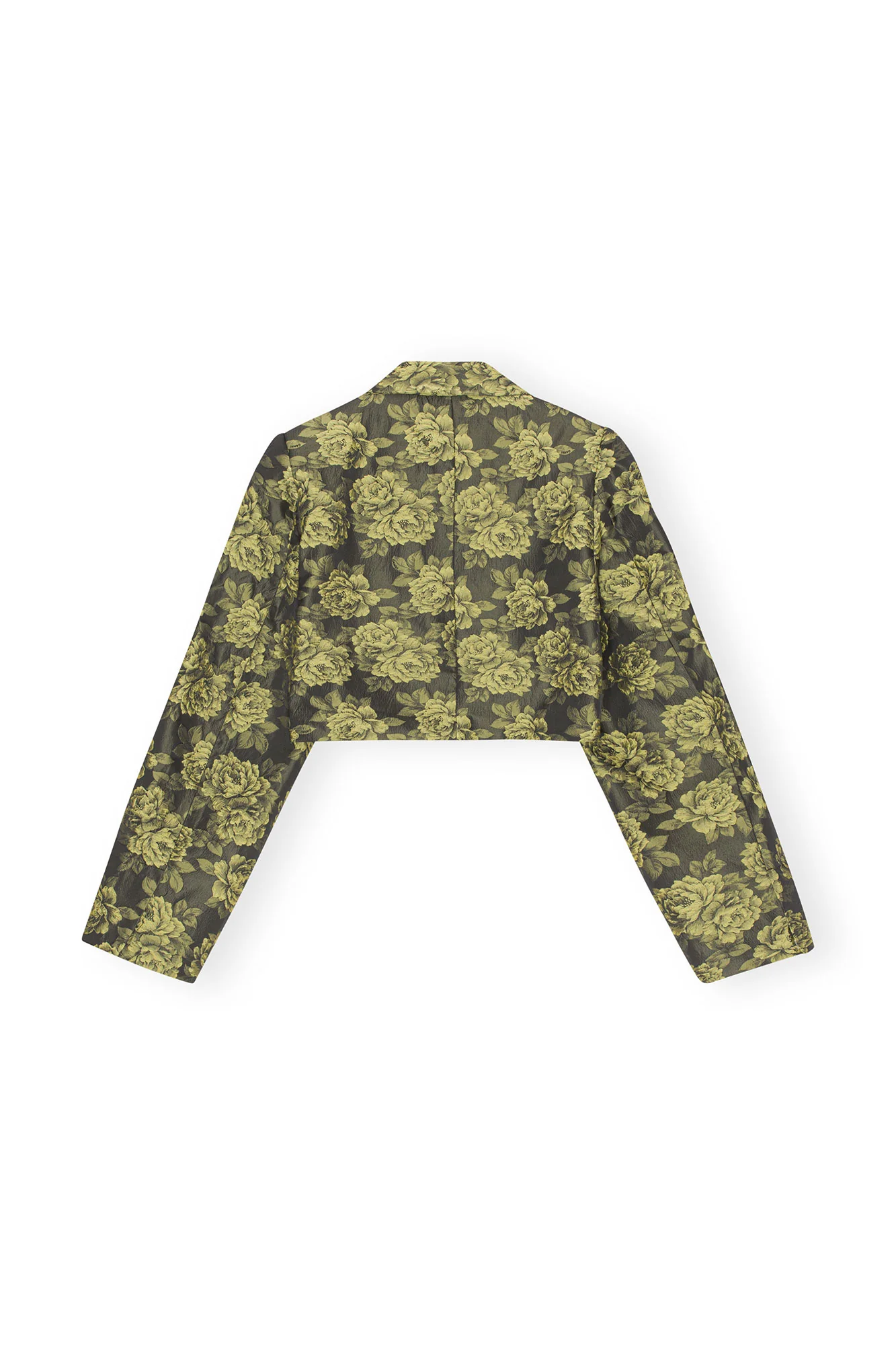 Flower Jacquard Cropped Suiting Blazer | Lemon Zest - Image 2