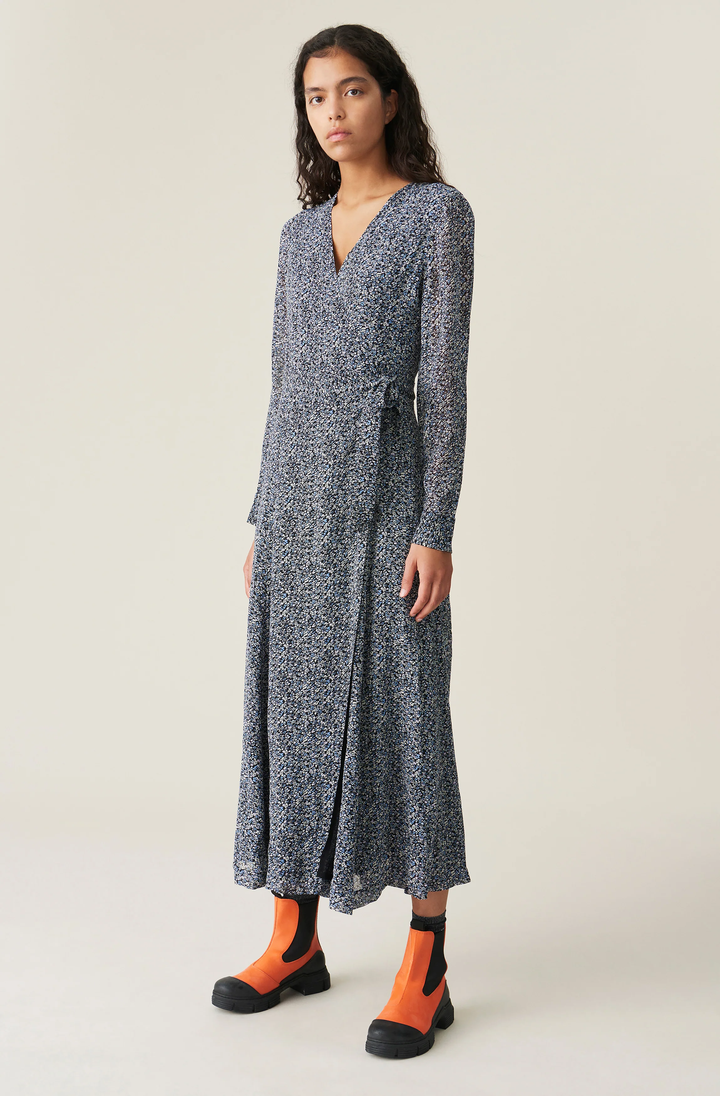 Flower Wrap Dress | Phantom - Image 2