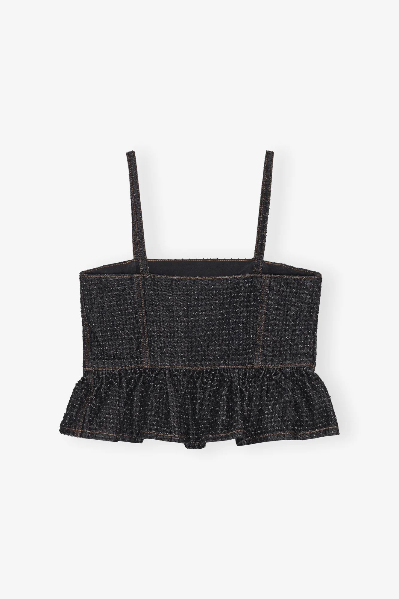 Fluffy Denim Strap Top | Black - Image 2