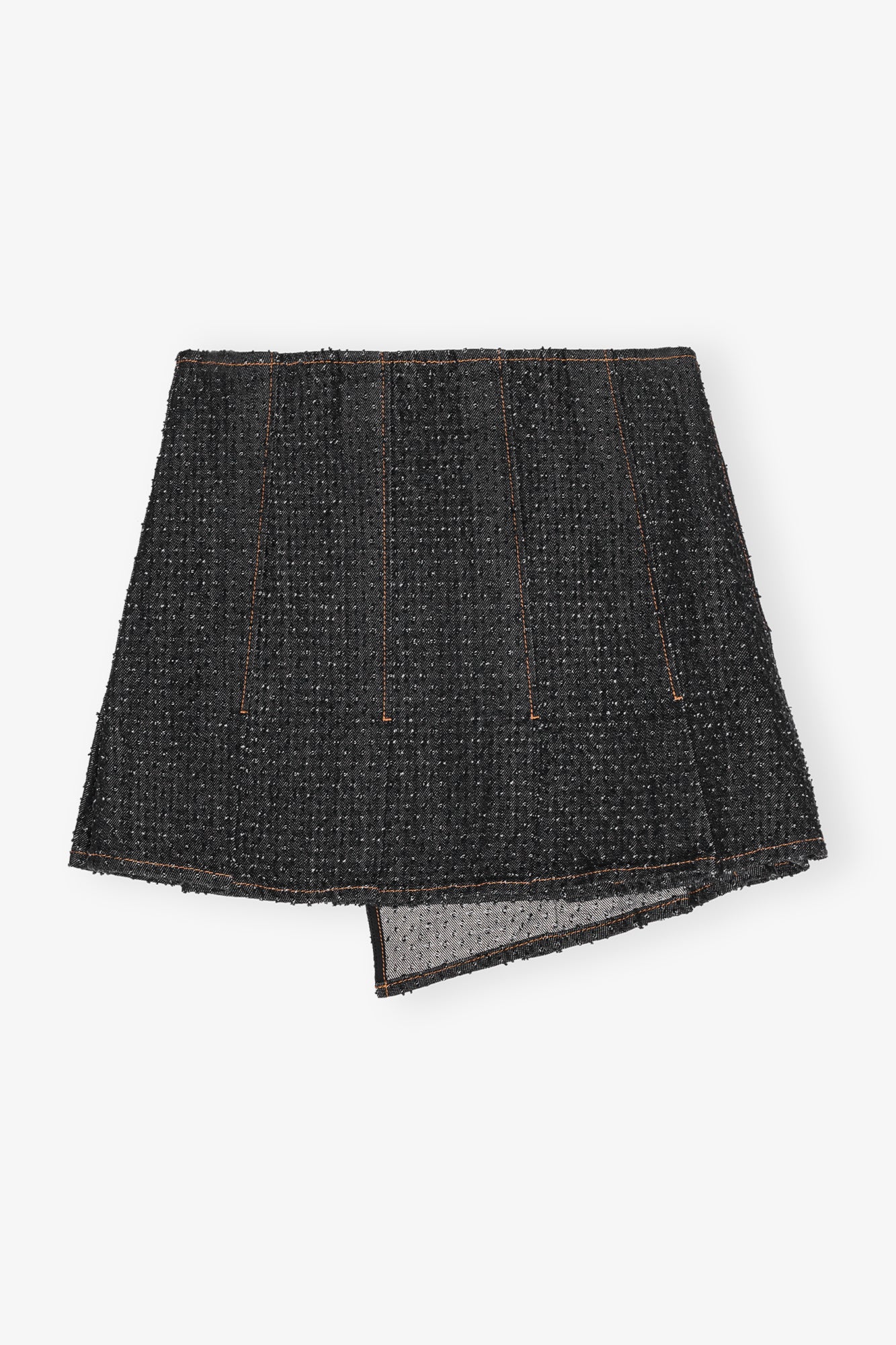 Fluffy Denim Wrap Mini Skirt | Black - Image 2