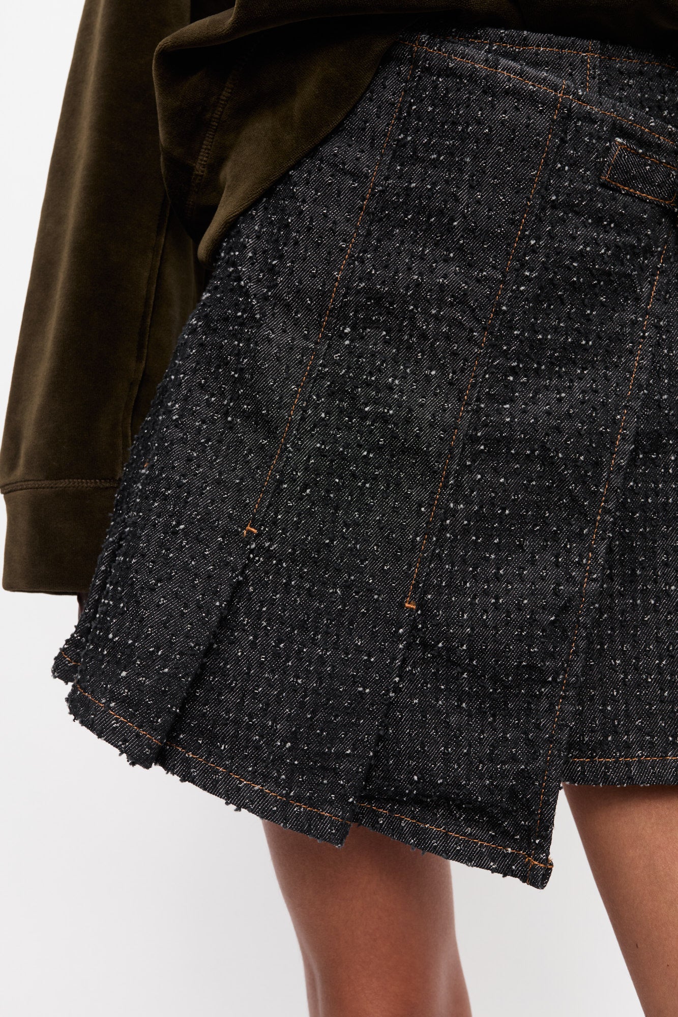 Fluffy Denim Wrap Mini Skirt | Black - Image 6