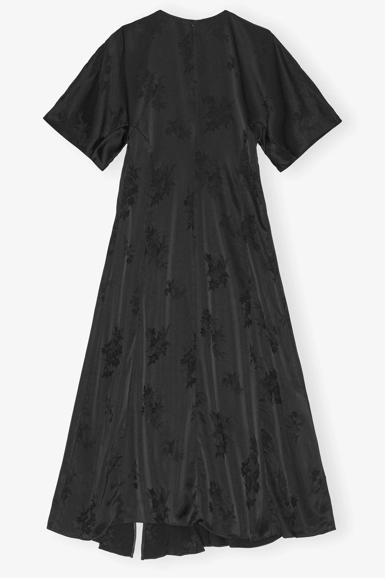 Fluid Satin Jacquard Slit Dress | Black - Image 2