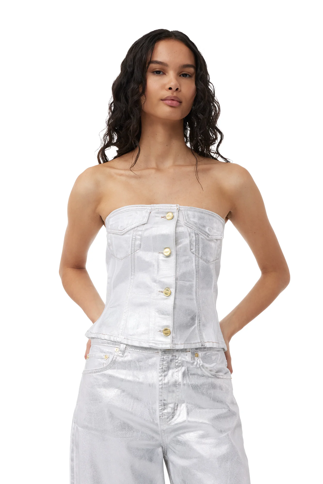 Foil Denim Corsage | Bright White